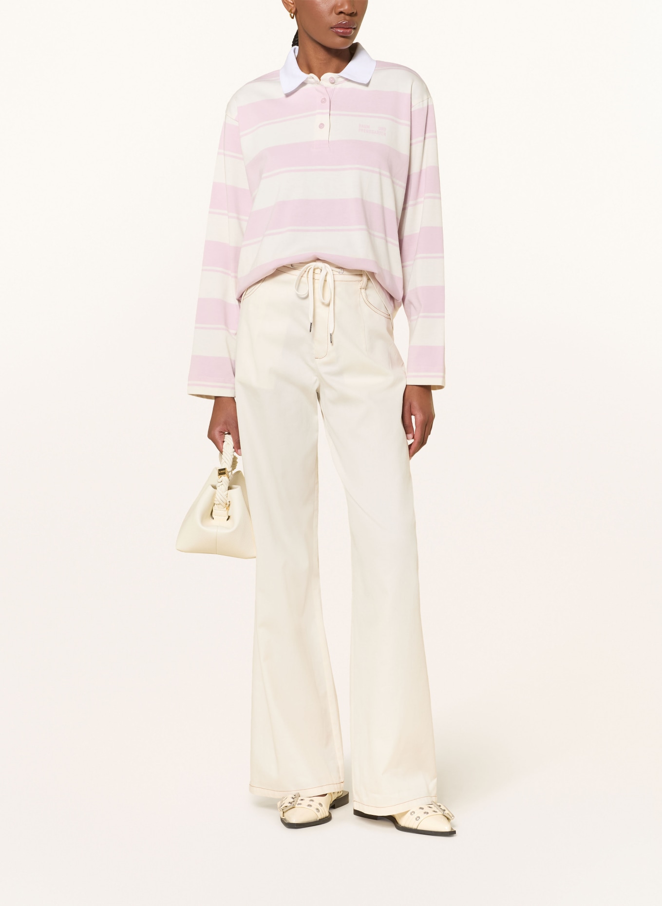 BAUM UND PFERDGARTEN JEANNE jersey polo shirt: LIGHT PINK / CREAM / WHITE