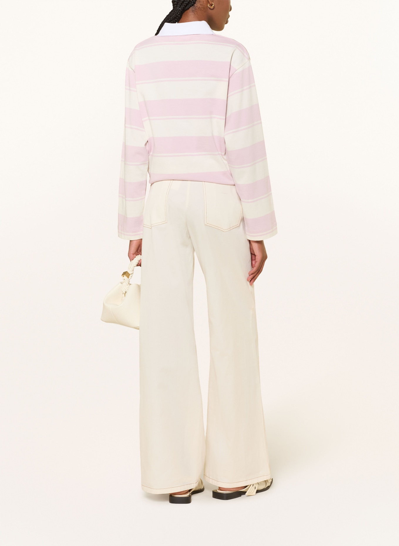 BAUM UND PFERDGARTEN JEANNE jersey polo shirt: LIGHT PINK / CREAM / WHITE