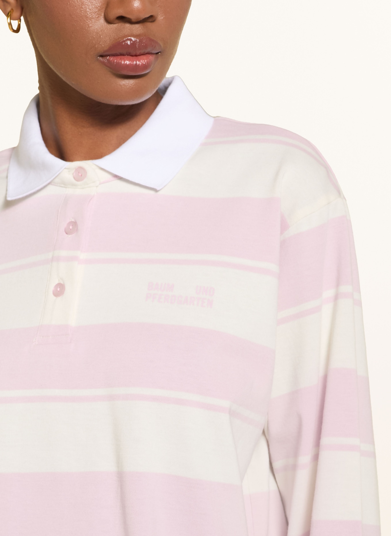 BAUM UND PFERDGARTEN JEANNE jersey polo shirt: LIGHT PINK / CREAM / WHITE