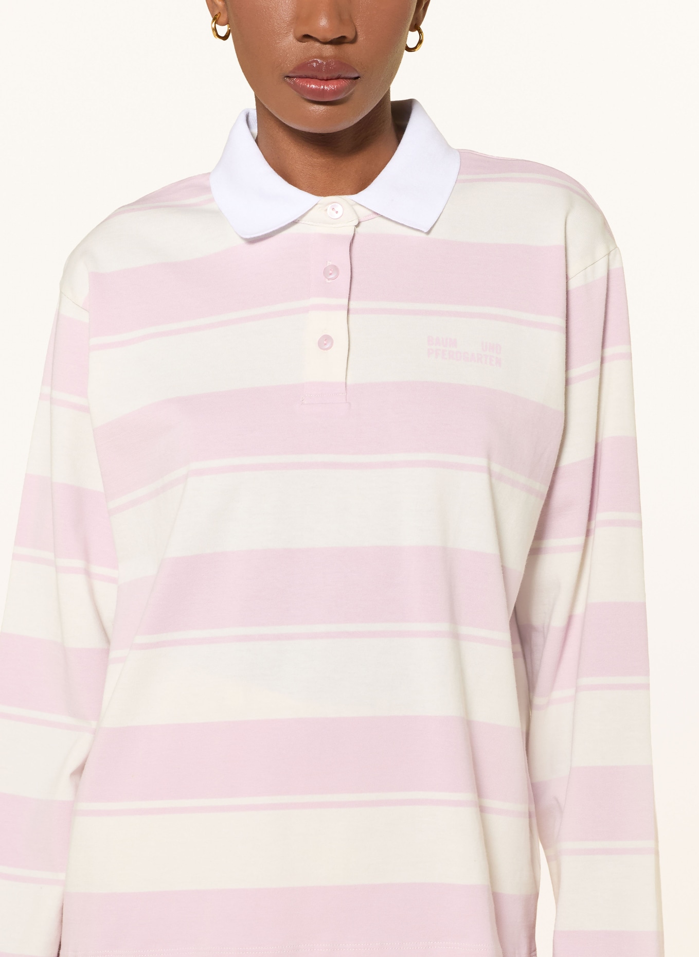 BAUM UND PFERDGARTEN JEANNE jersey polo shirt: LIGHT PINK / CREAM / WHITE