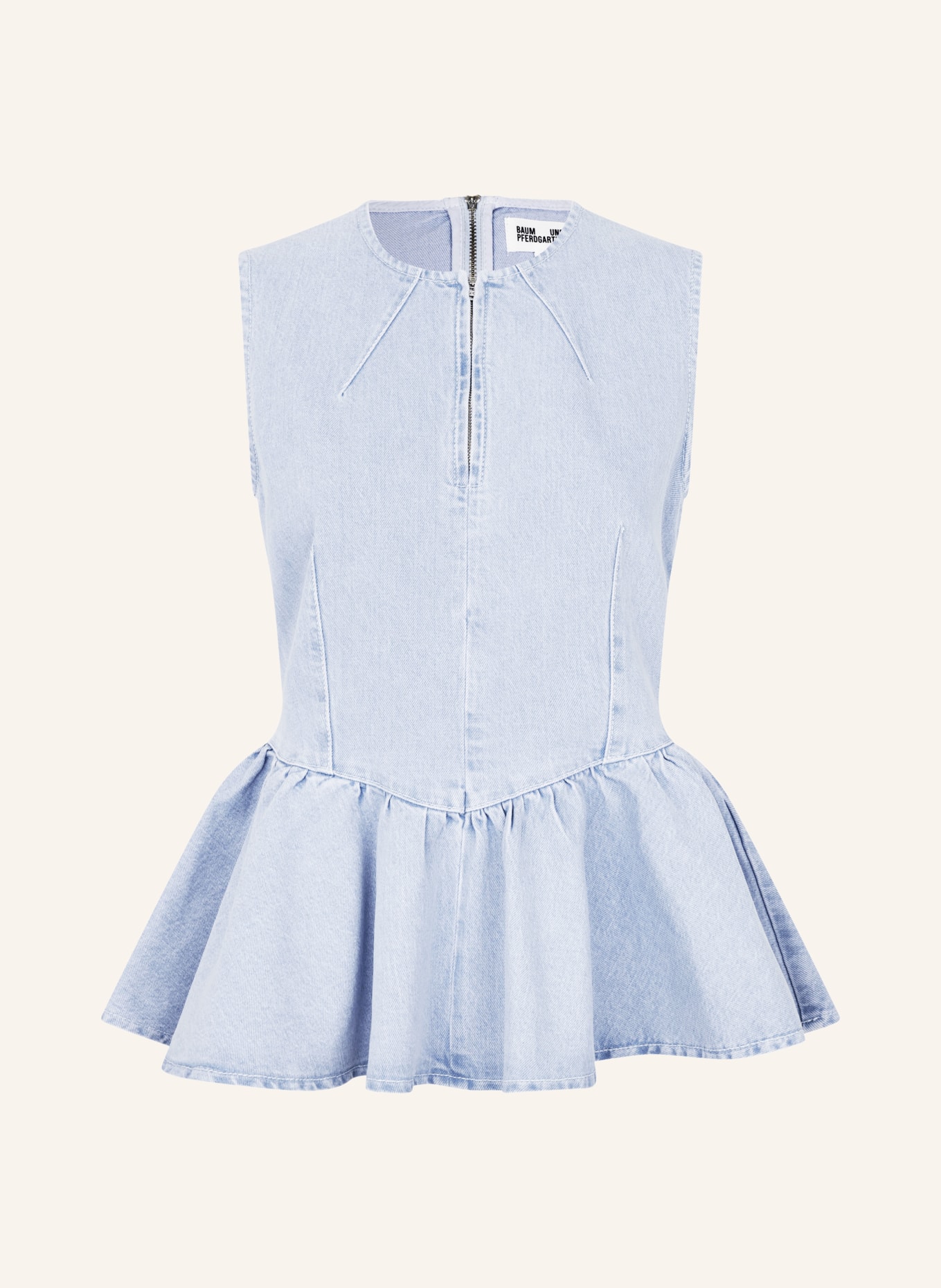 BAUM UND PFERDGARTEN Jeanstop MERJA mit Volants: HELLBLAU / BRAUN