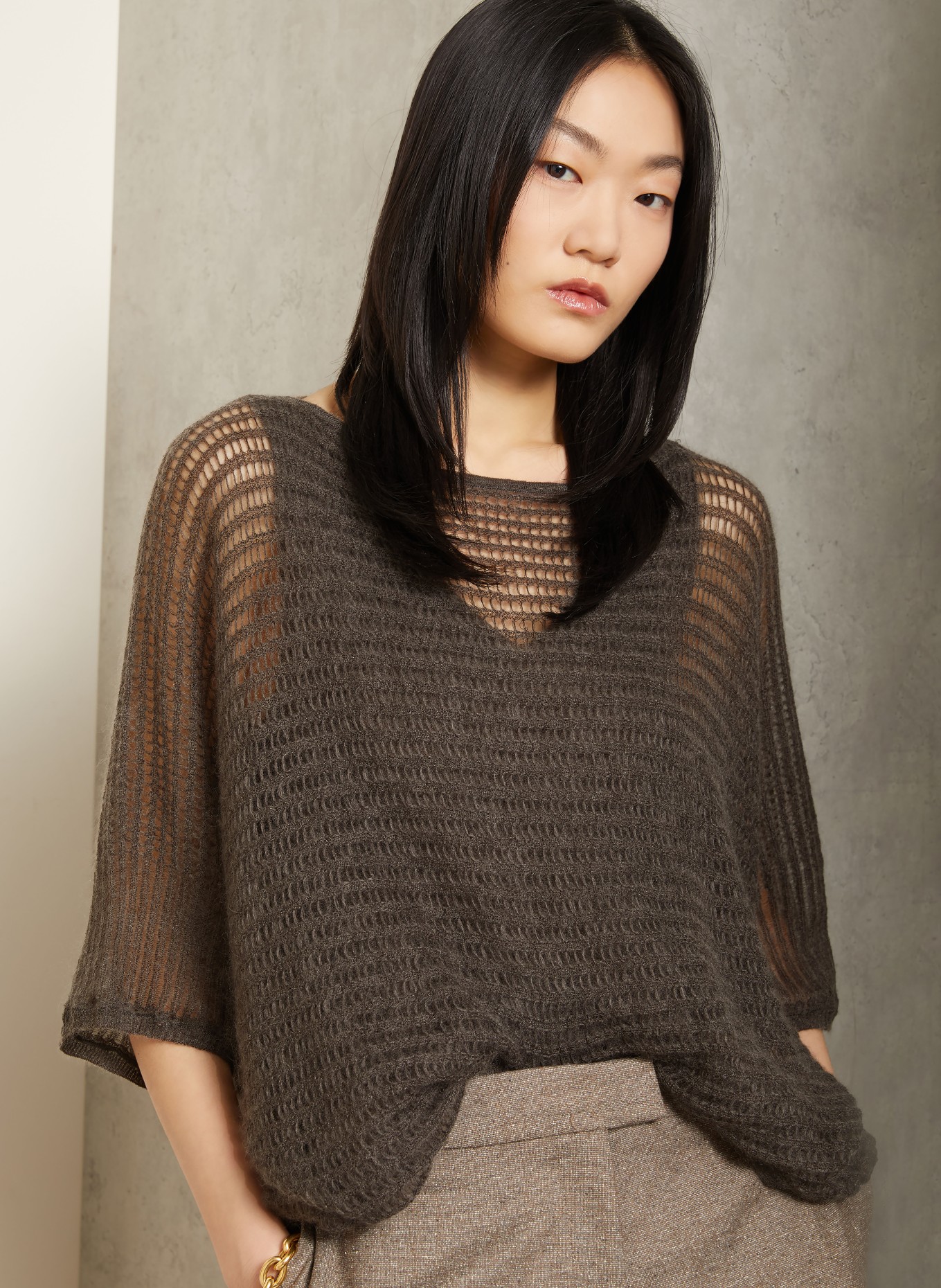 IRIS von ARNIM Pletené tričko MIREVA: ČERNOŠEDÁ