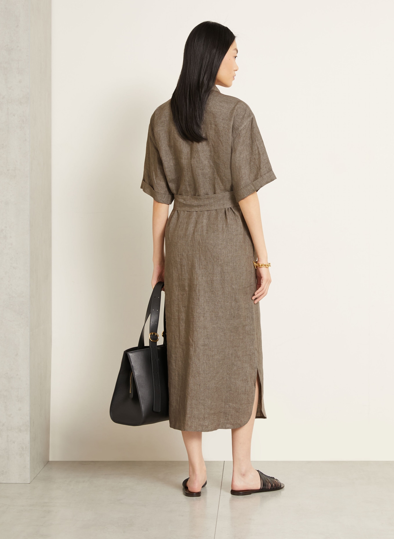 IRIS von ARNIM Lněné šaty SANTALUZ: ČERNOŠEDÁ