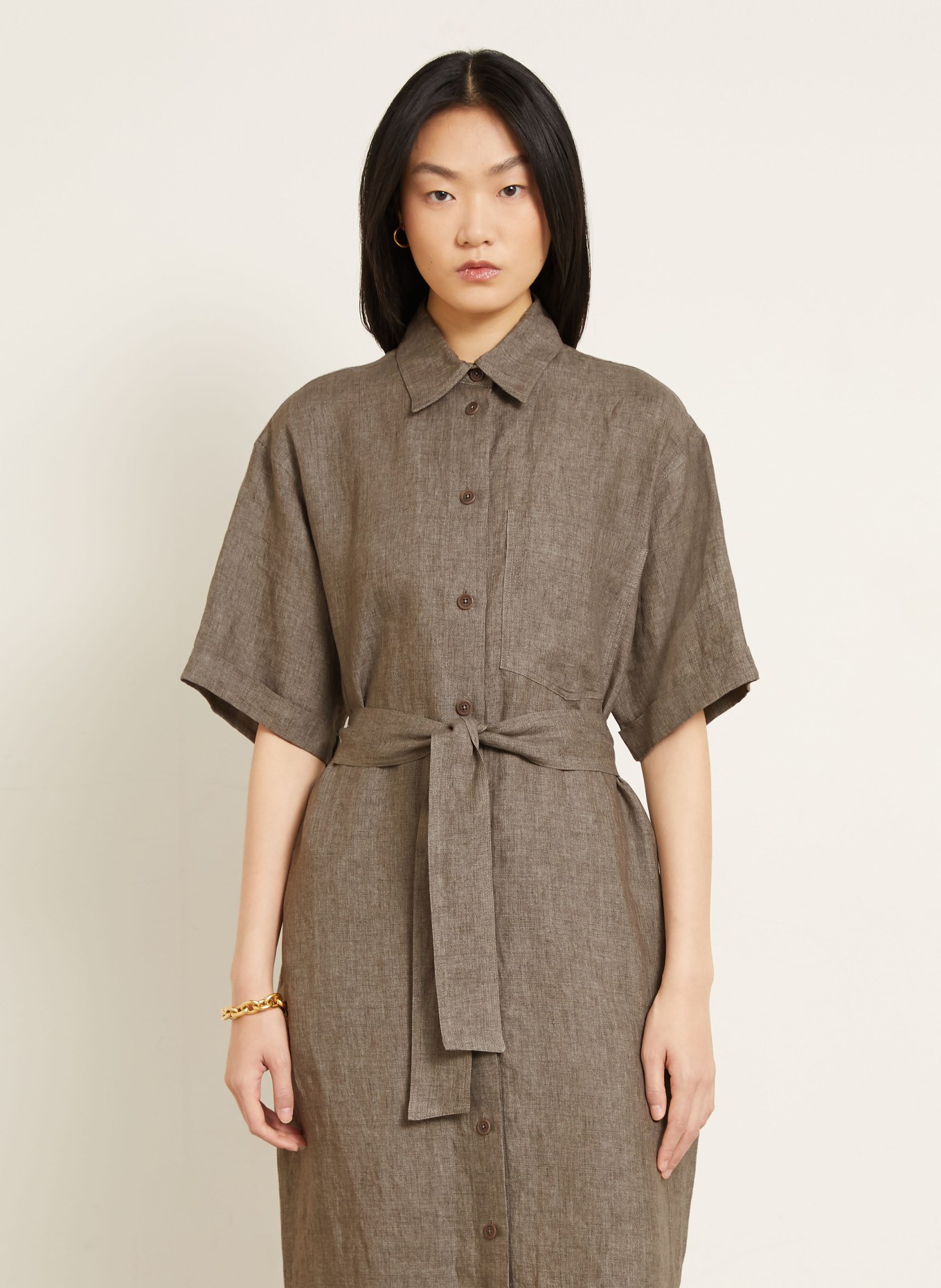 IRIS von ARNIM Lněné šaty SANTALUZ: ČERNOŠEDÁ