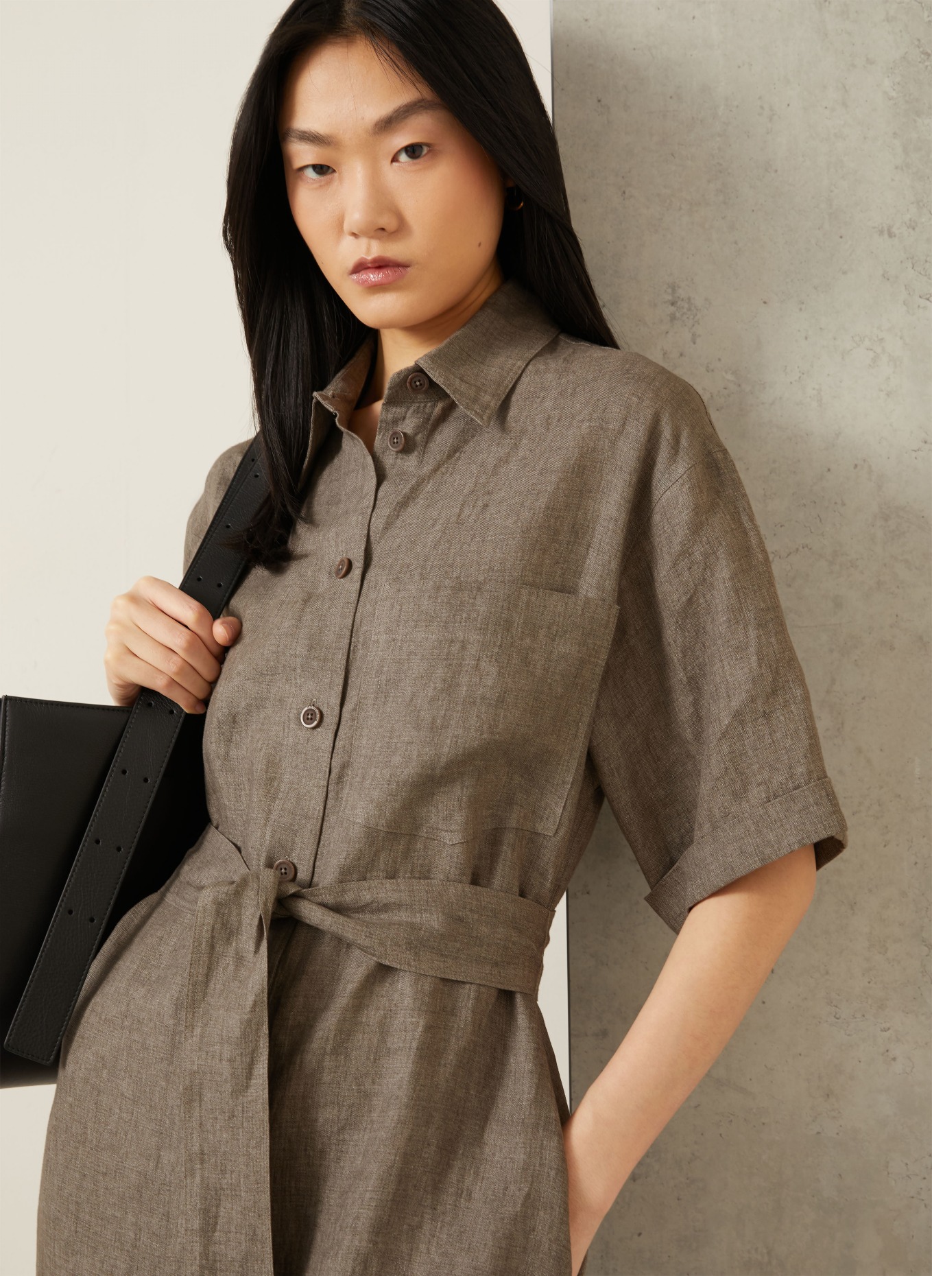 IRIS von ARNIM Lněné šaty SANTALUZ: ČERNOŠEDÁ