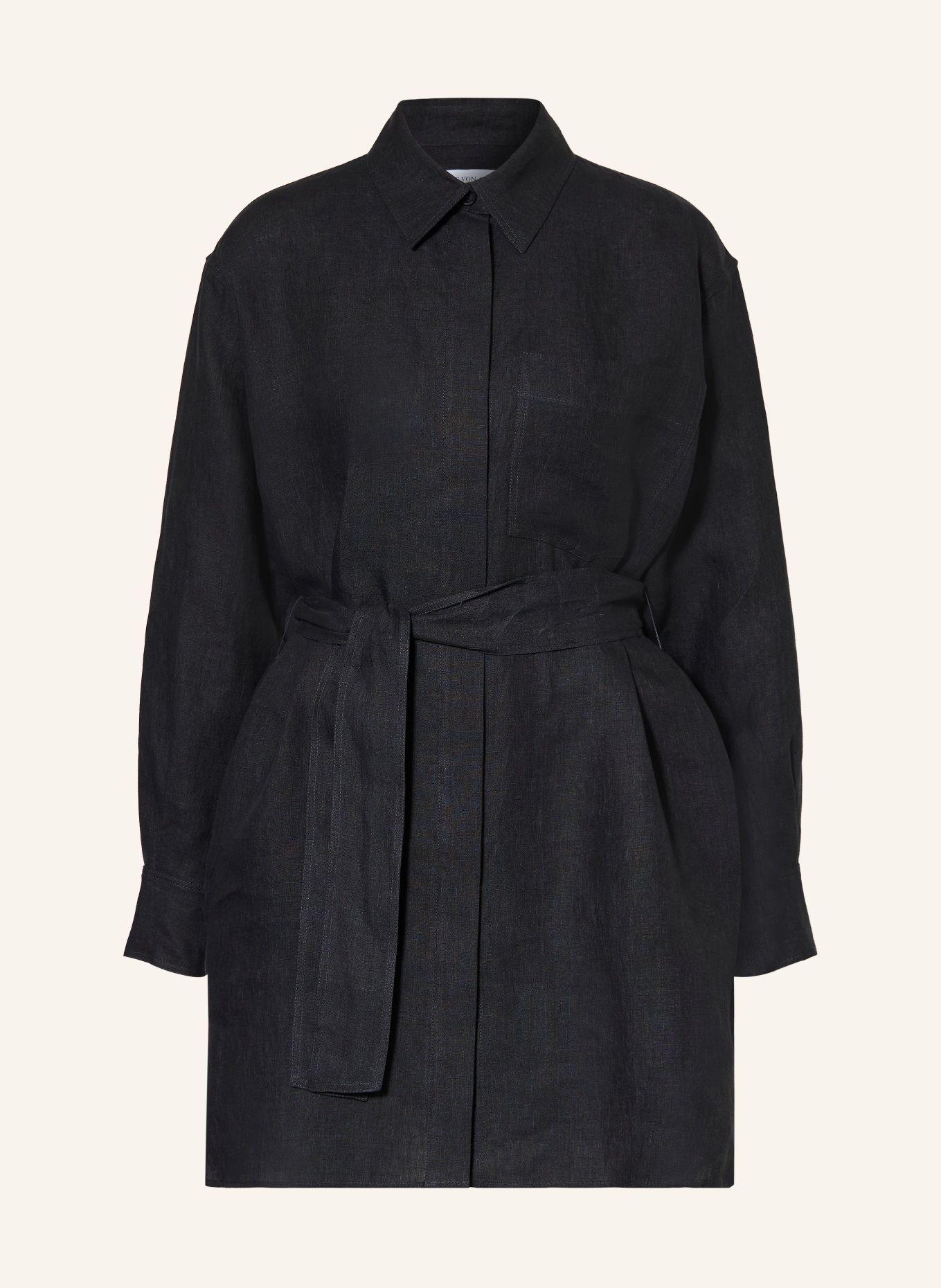IRIS von ARNIM Hemdblusenkleid SAMOS aus Leinen: SCHWARZ