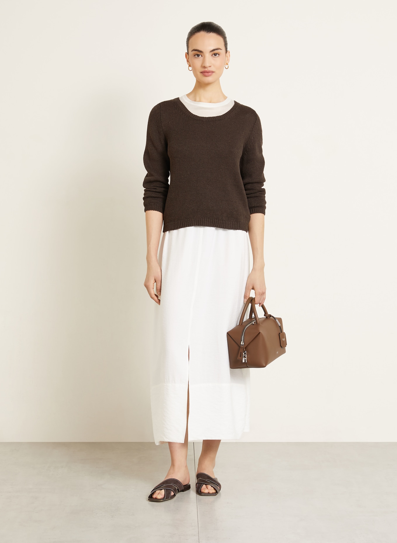 IRIS von ARNIM Pullover DILIA mit Seide und Leinen: DUNKELBRAUN