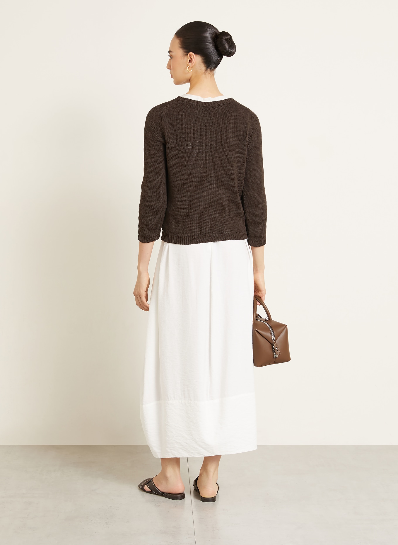 IRIS von ARNIM Pullover DILIA mit Seide und Leinen: DUNKELBRAUN