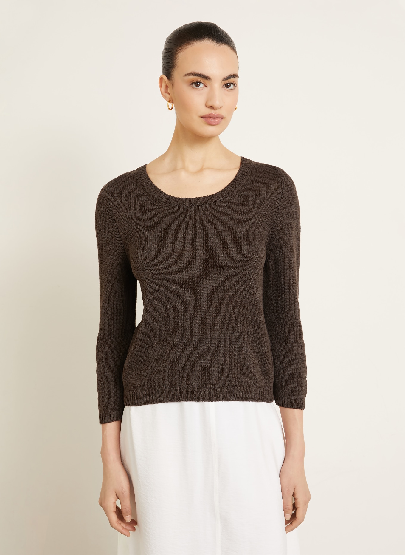 IRIS von ARNIM Pullover DILIA mit Seide und Leinen: DUNKELBRAUN