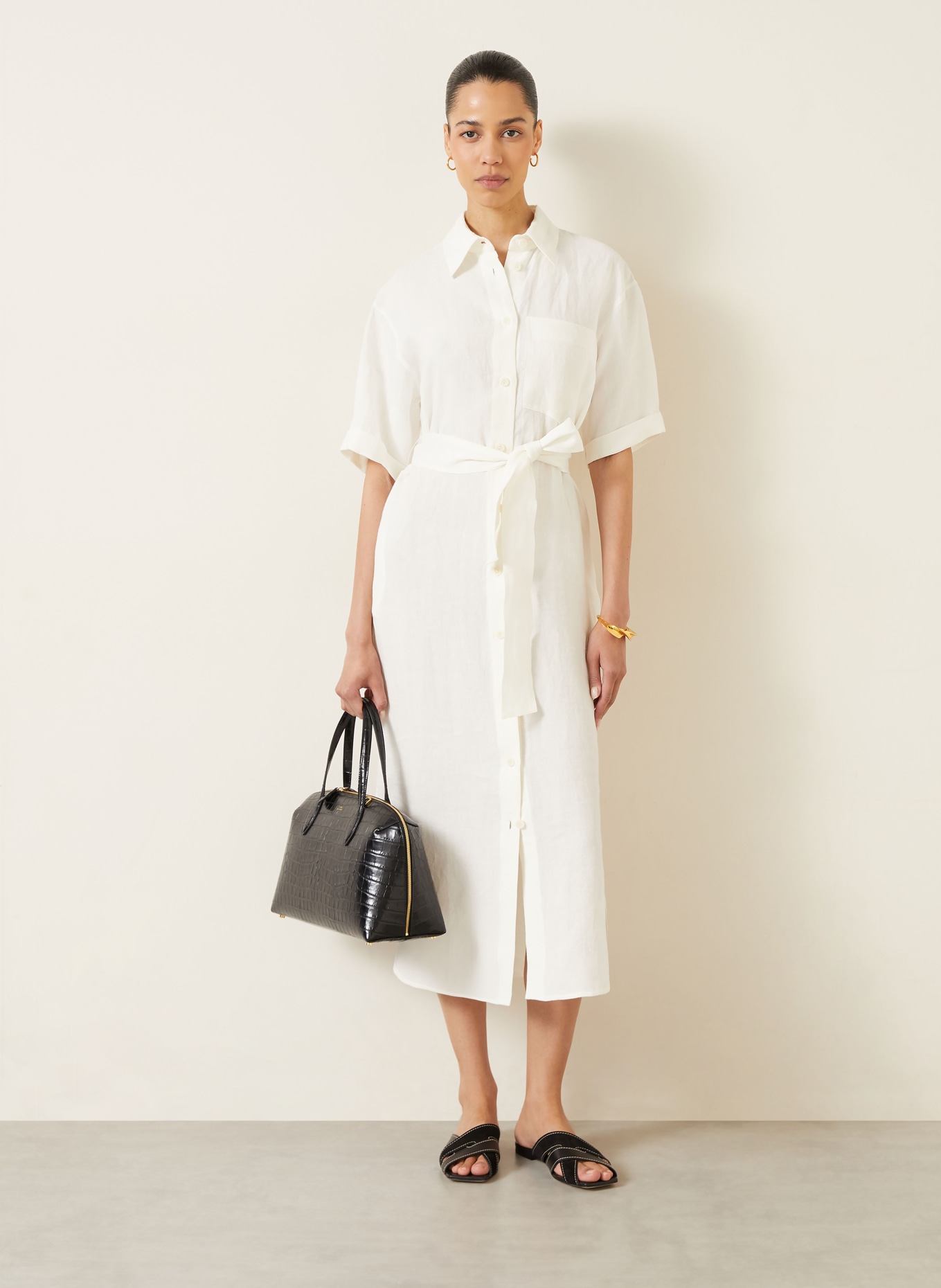 IRIS von ARNIM Lněné šaty SANTALUZ: BÍLÁ