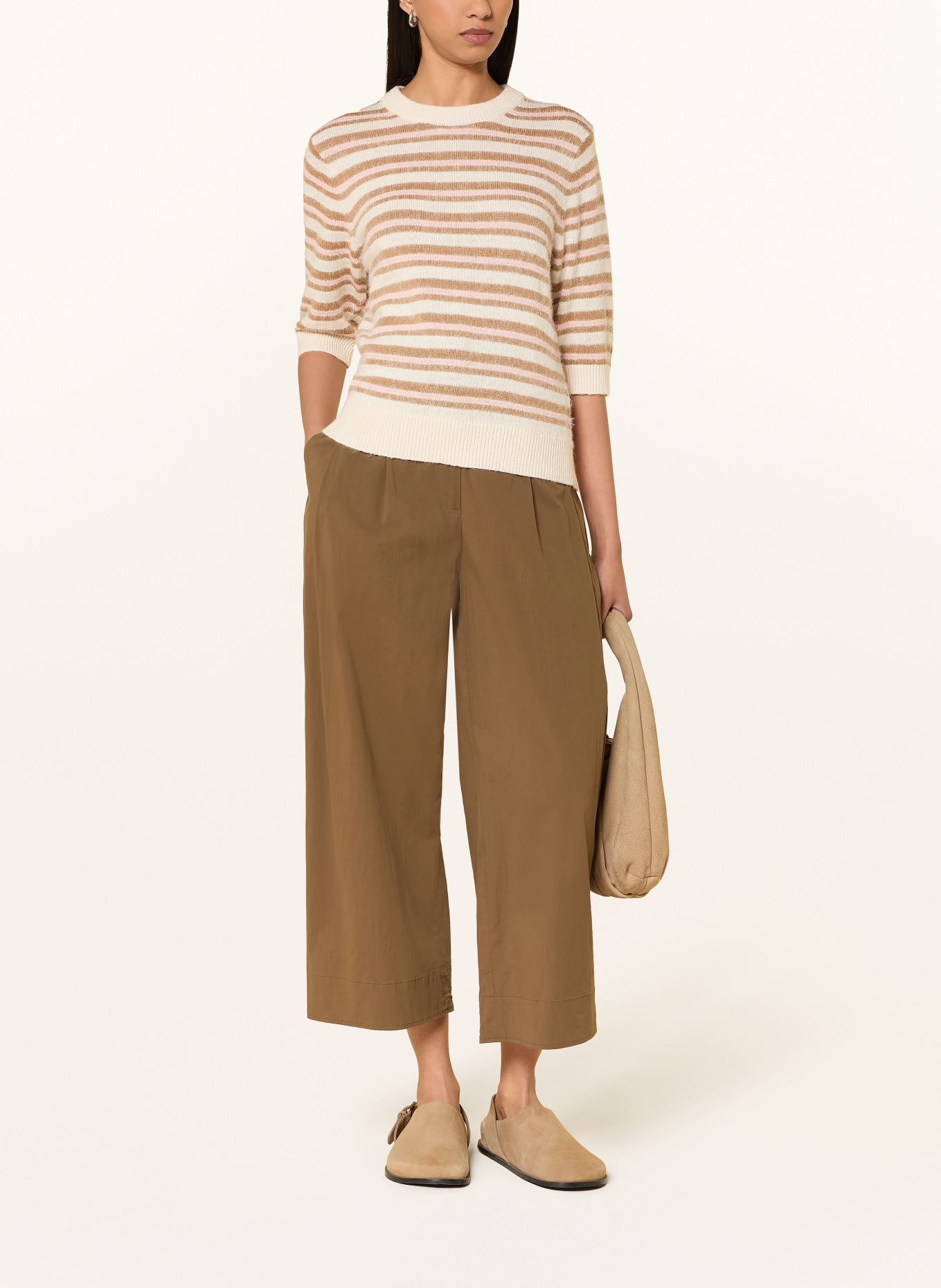 OPUS Strickshirt PUVET: ROSA / BRAUN / CREME