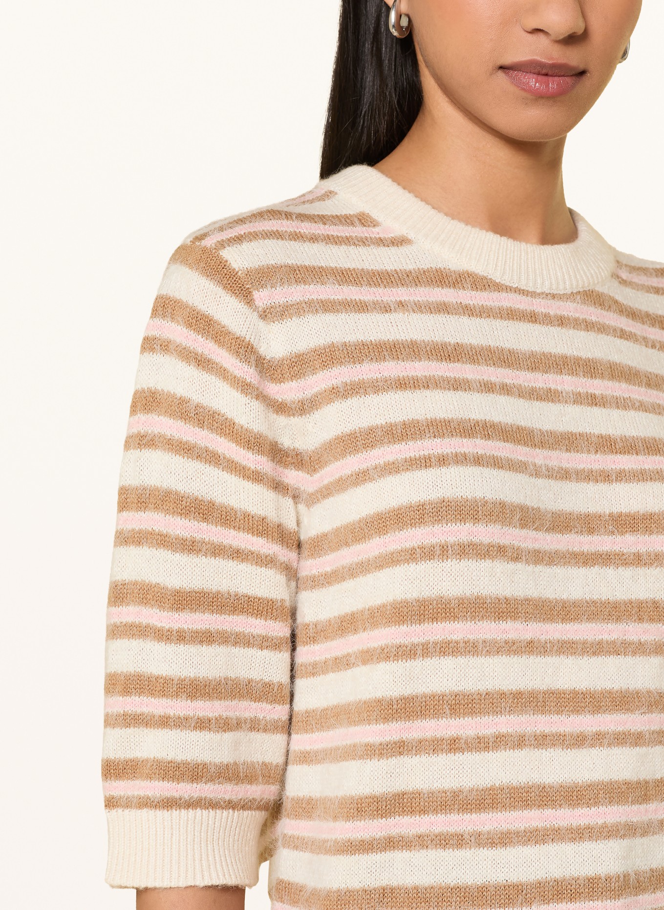 OPUS Strickshirt PUVET: ROSA / BRAUN / CREME