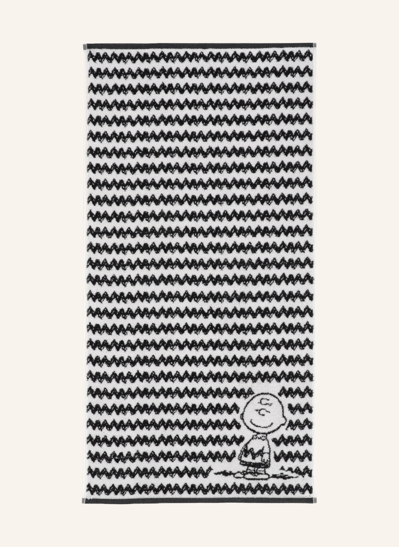 VOSSEN Handtuch CHARLIE BROWN: HELLGRAU / SCHWARZ