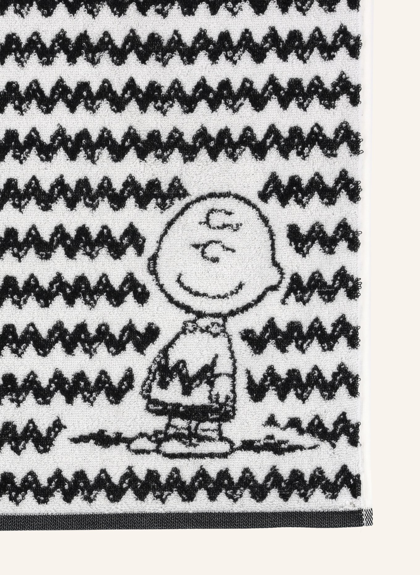 VOSSEN Handtuch CHARLIE BROWN: HELLGRAU / SCHWARZ