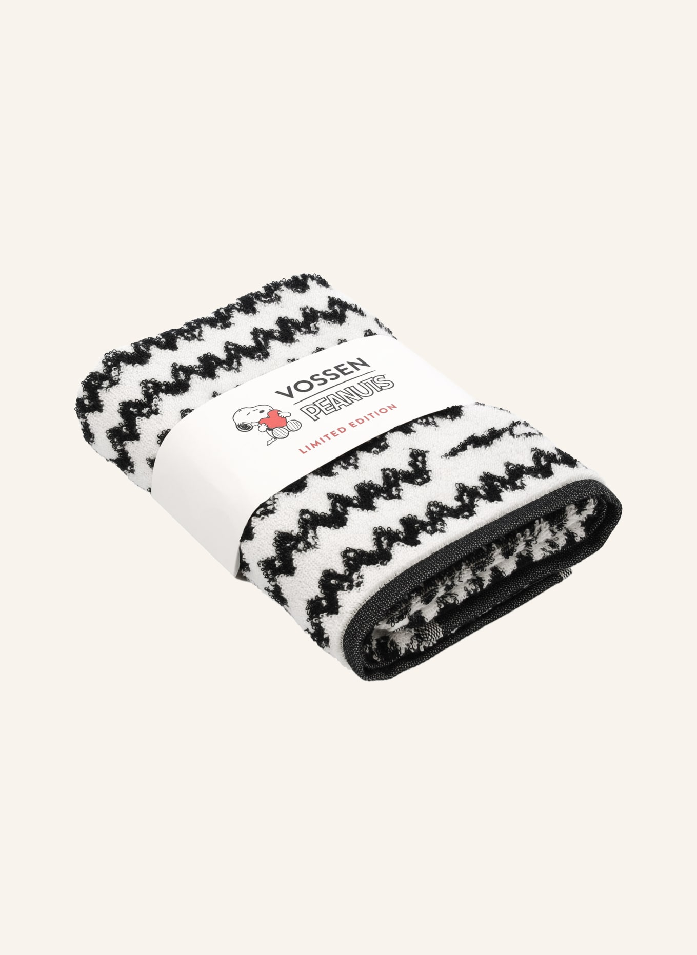 VOSSEN Handtuch CHARLIE BROWN: HELLGRAU / SCHWARZ