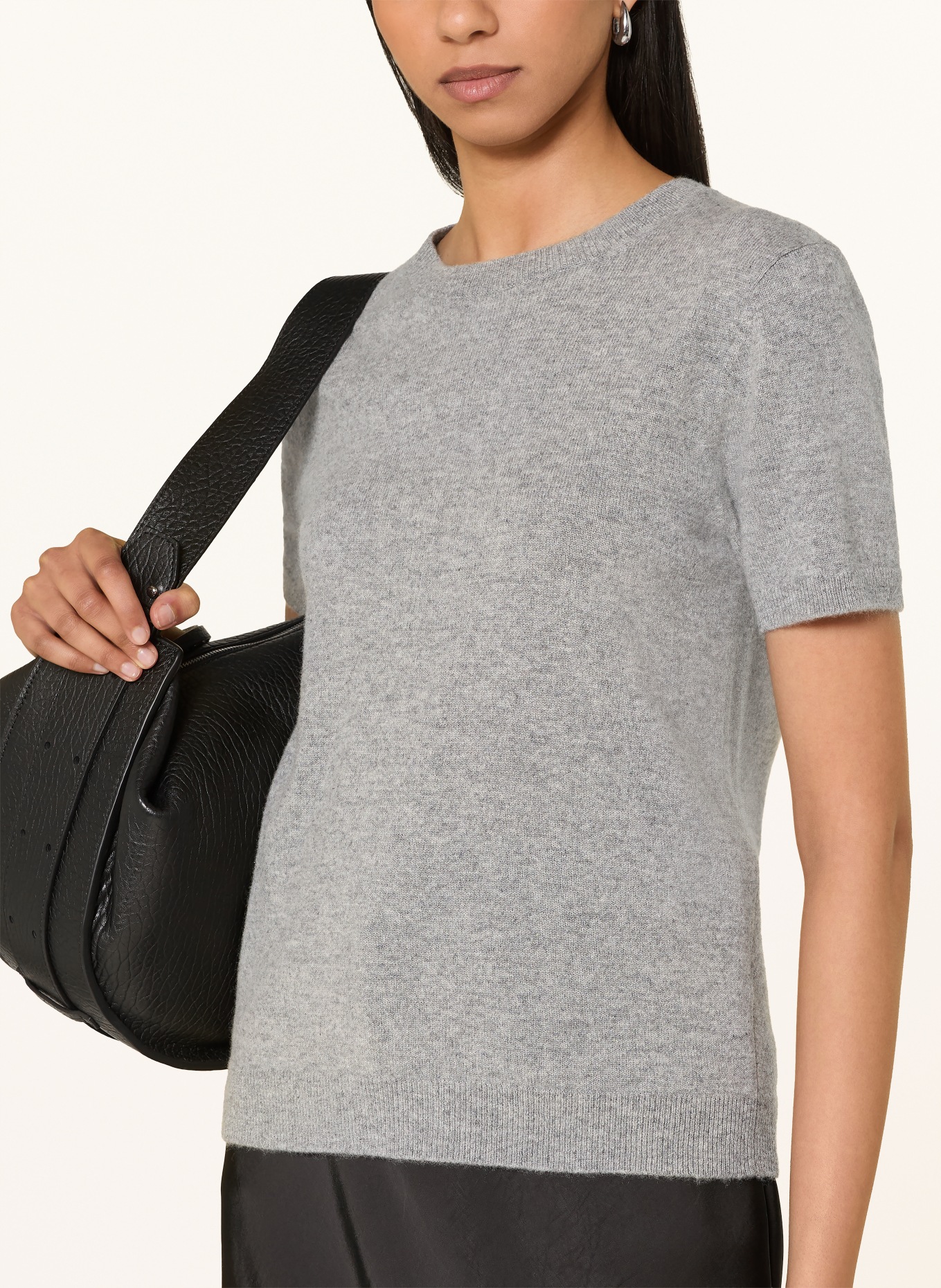 darling harbour Cashmere knit sweater: GREY MELANGE