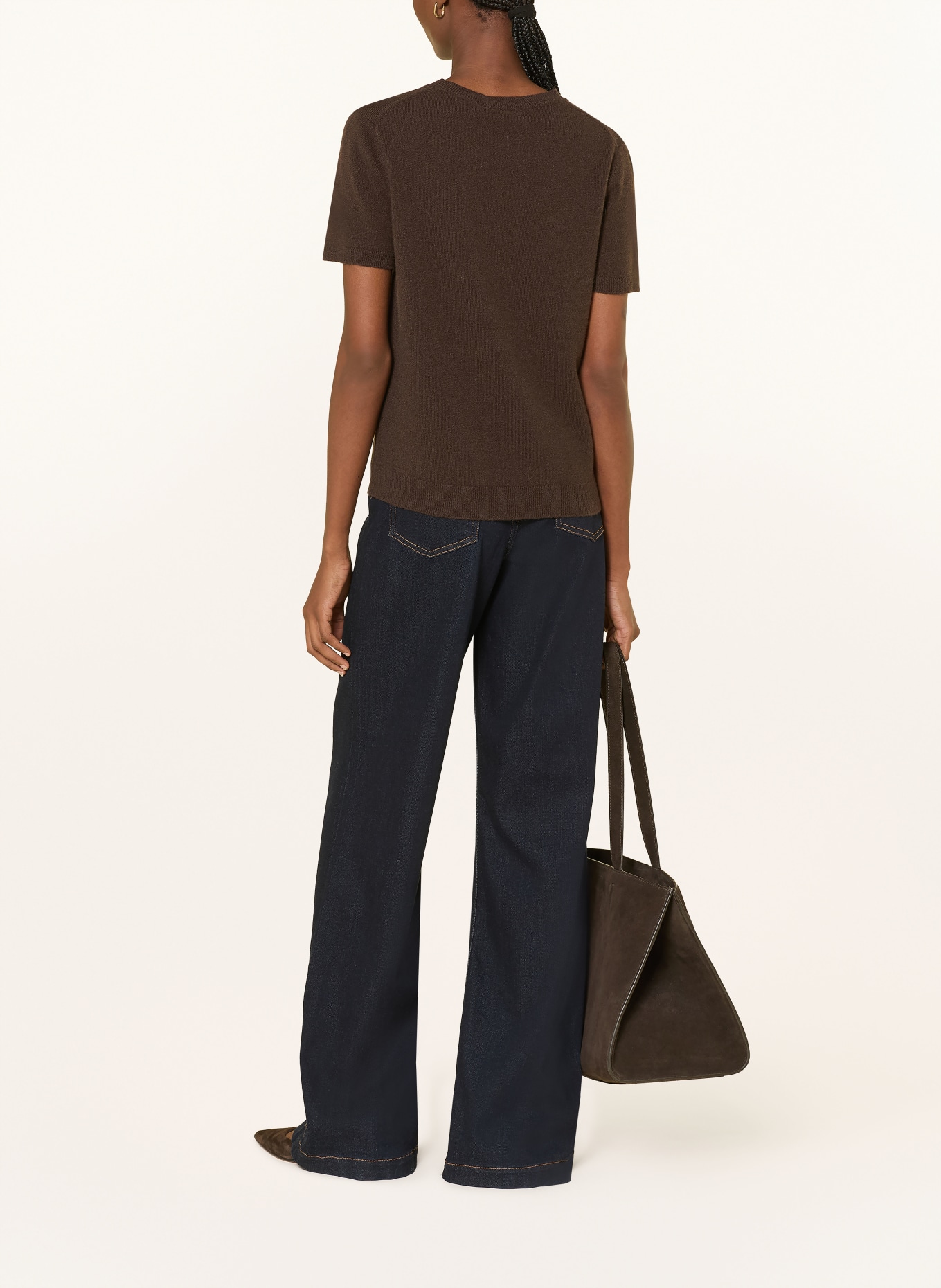 darling harbour Cashmere knit sweater: DARK BROWN