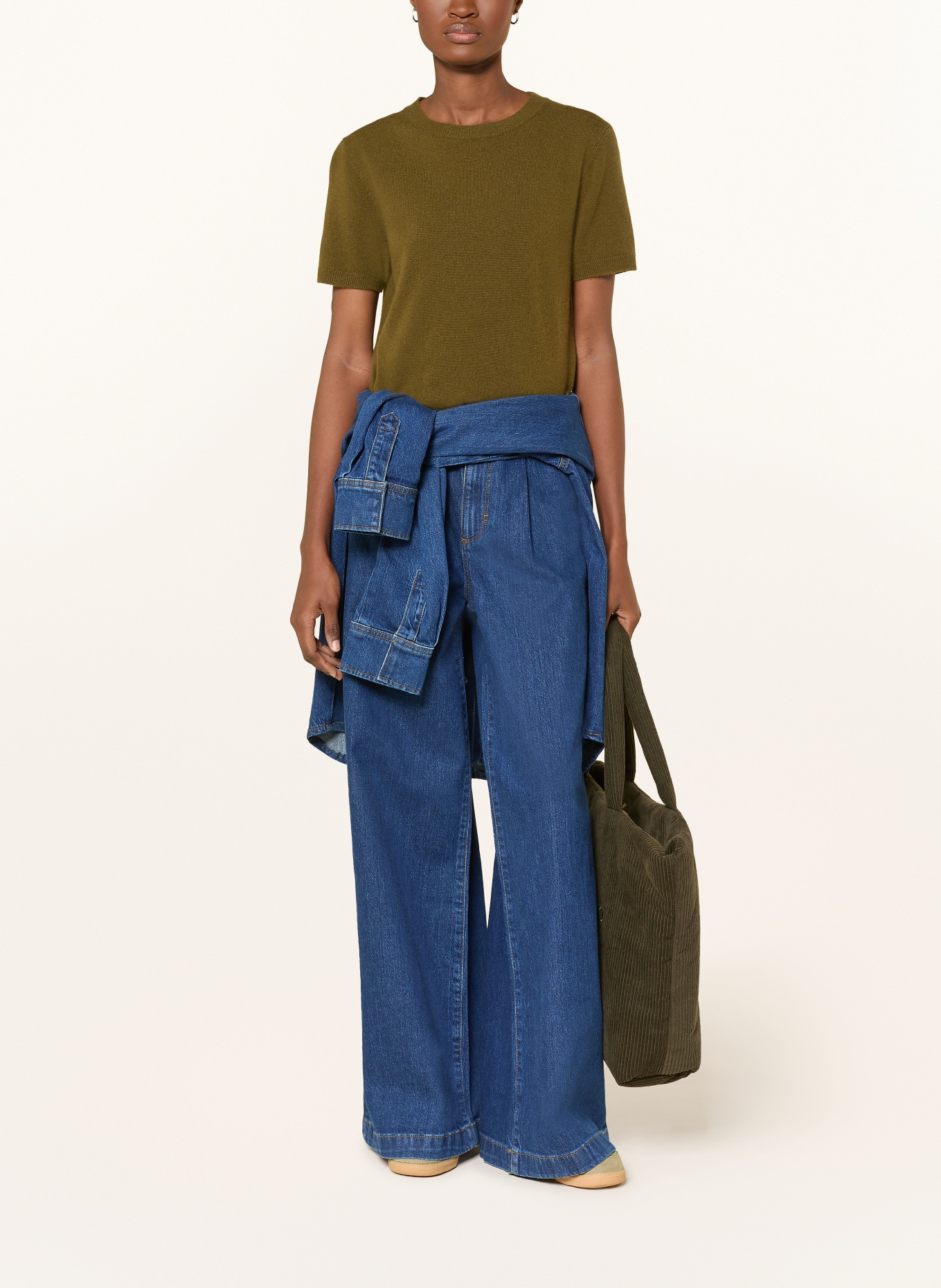 darling harbour Strickshirt aus Cashmere: OLIVE