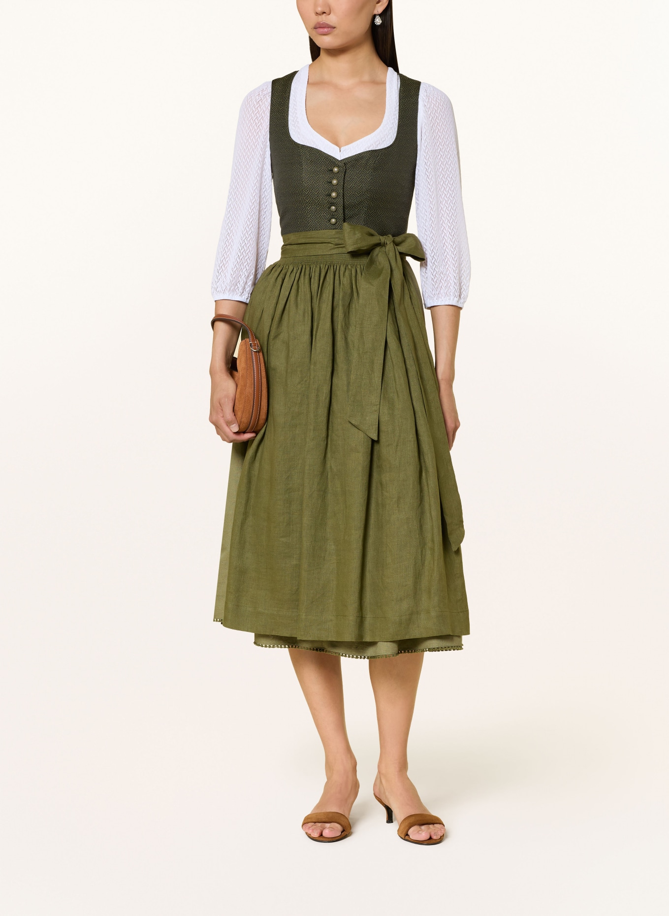 WALDORFF Dirndlbluse mit 3/4-Arm: WEISS