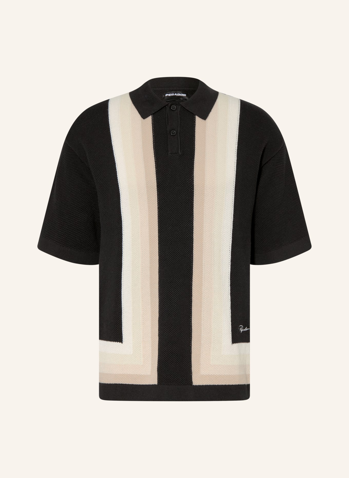 PEGADOR Strick-Poloshirt TELLERO: SCHWARZ / CREME