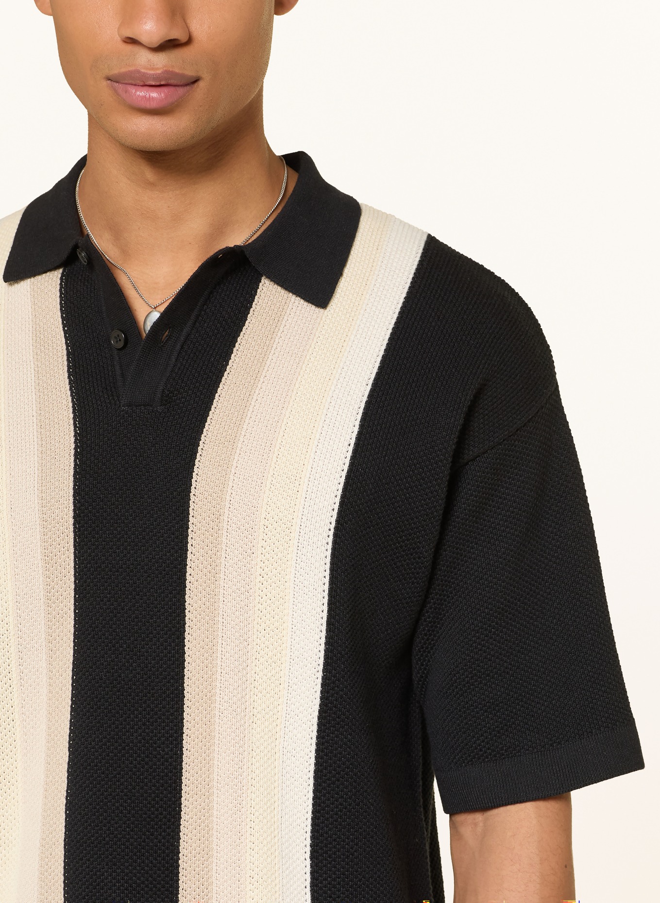 PEGADOR Strick-Poloshirt TELLERO: SCHWARZ / CREME