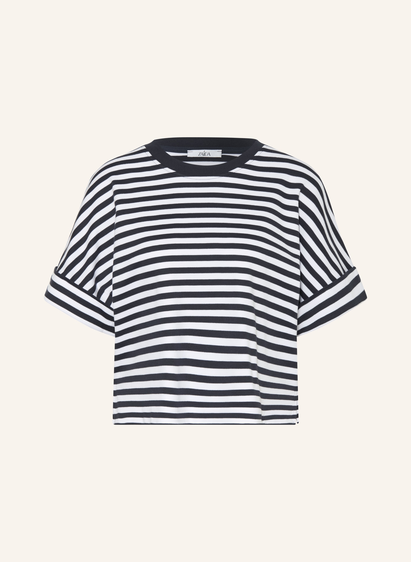 ZAÍDA T-shirt: BLEU FONCÉ / BLANC