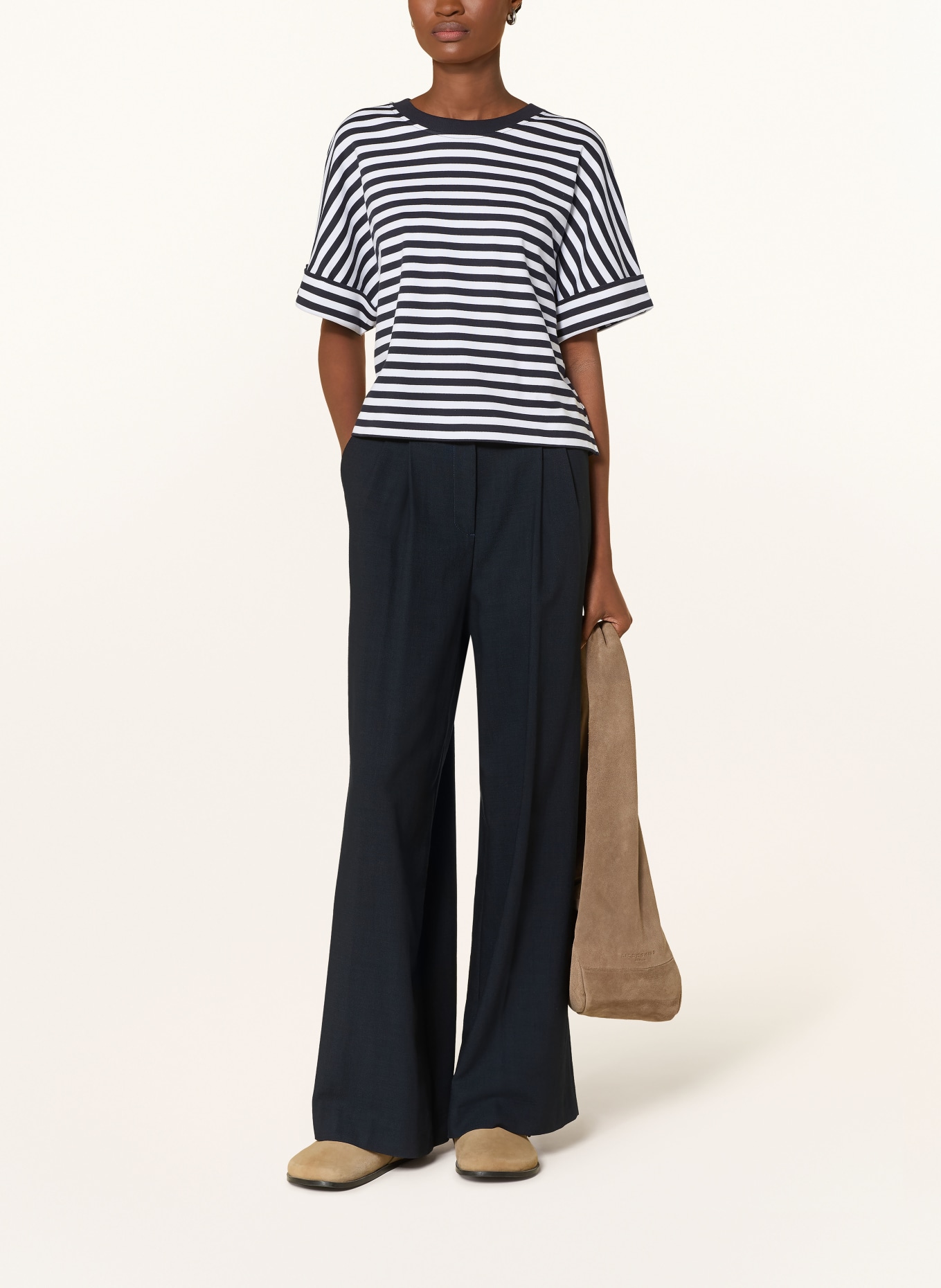 ZAÍDA T-shirt: BLEU FONCÉ / BLANC