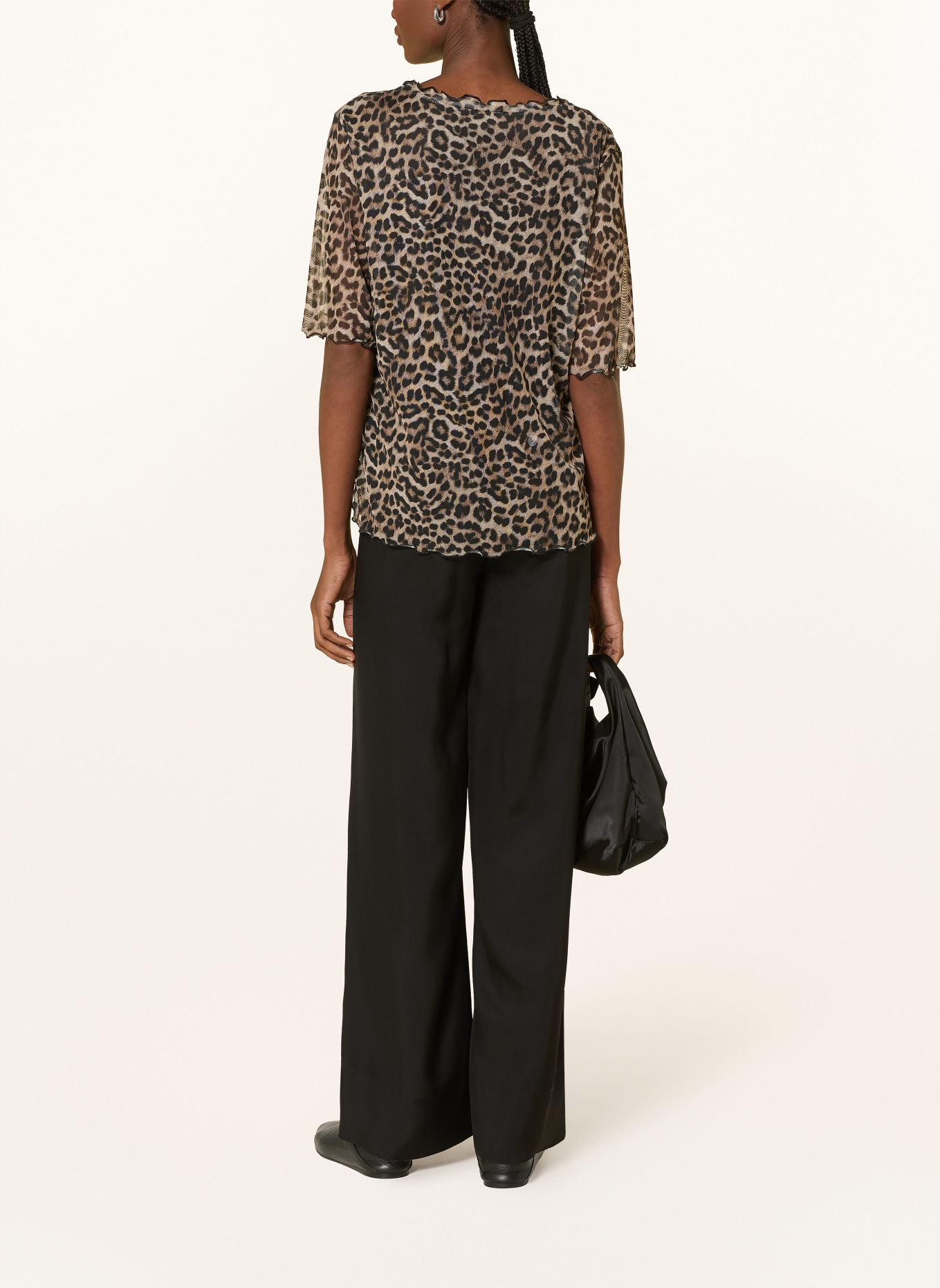 ZAÍDA Blusenshirt aus Mesh: BRAUN / SCHWARZ