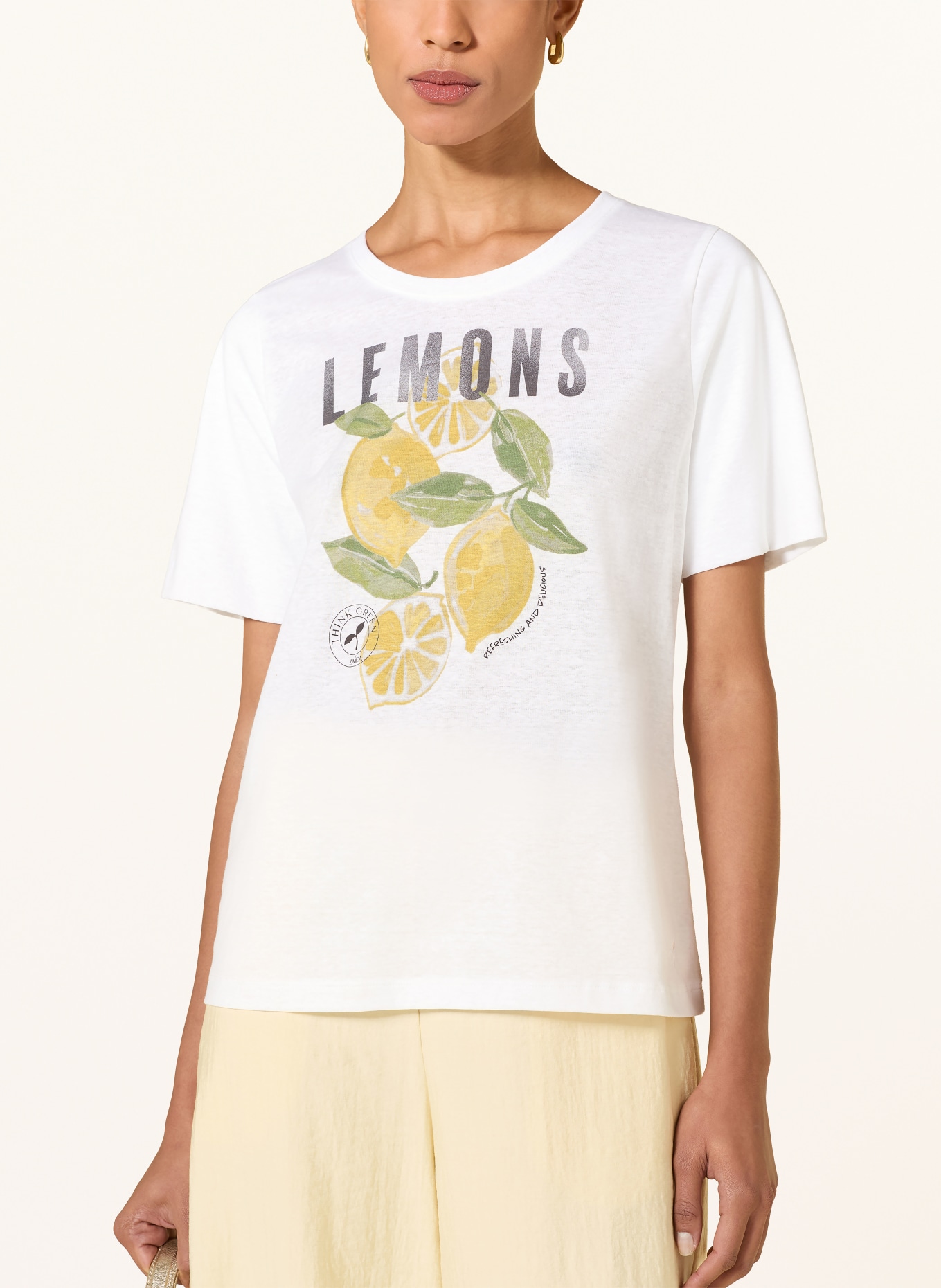 ZAÍDA T-shirt: BLANC / JAUNE FONCÉ / VERT