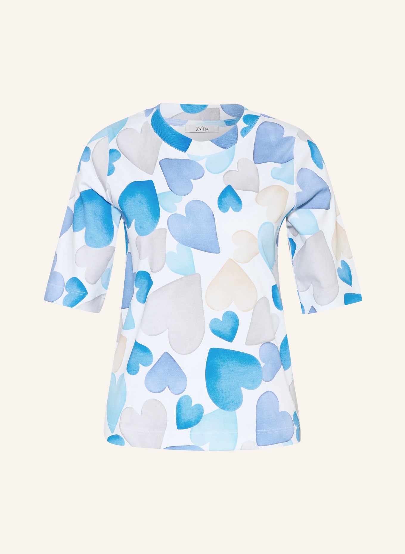 ZAÍDA T-Shirt: WEISS / BEIGE / BLAU