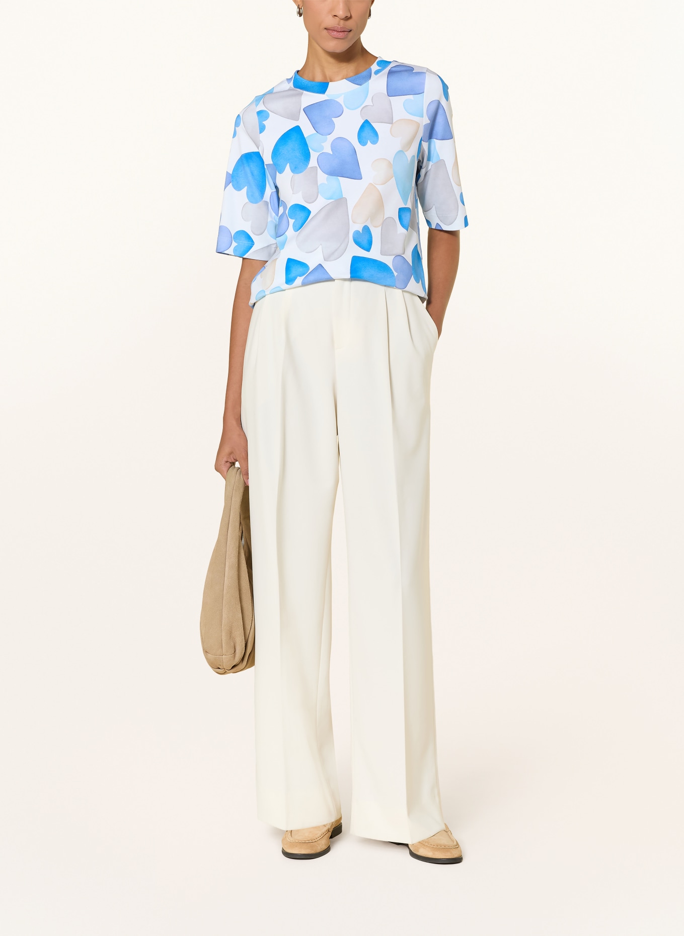 ZAÍDA T-Shirt: WEISS / BEIGE / BLAU