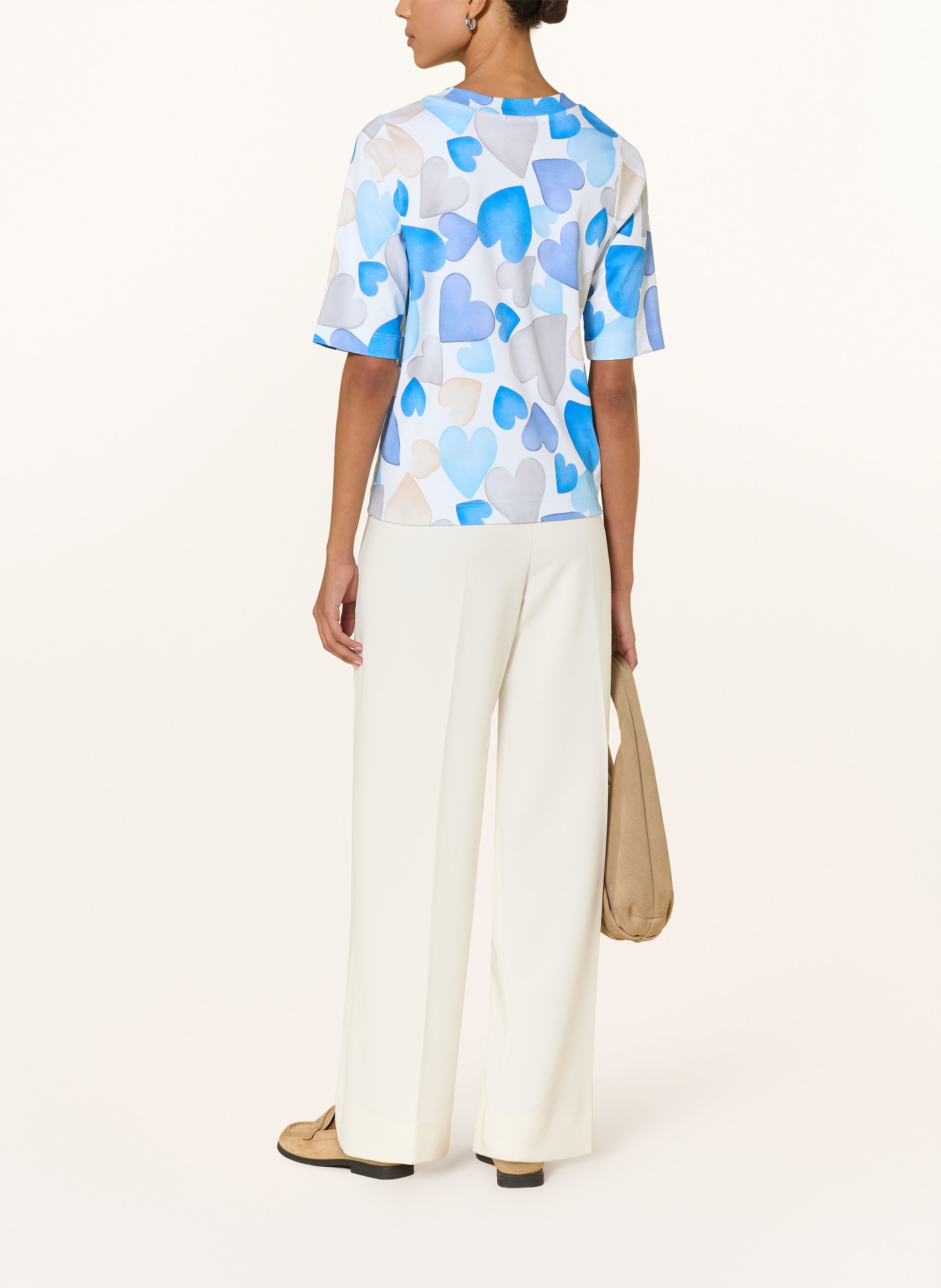 ZAÍDA T-Shirt: WEISS / BEIGE / BLAU