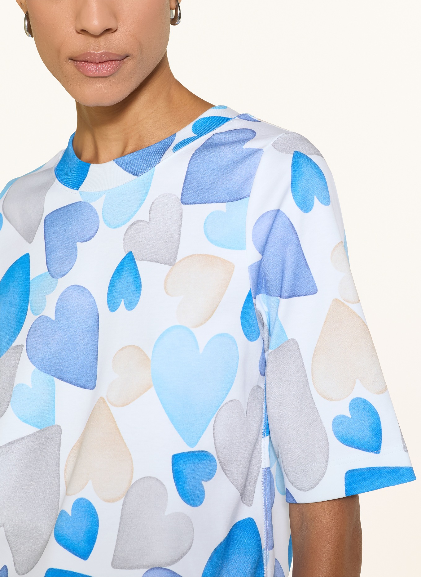 ZAÍDA T-Shirt: WEISS / BEIGE / BLAU