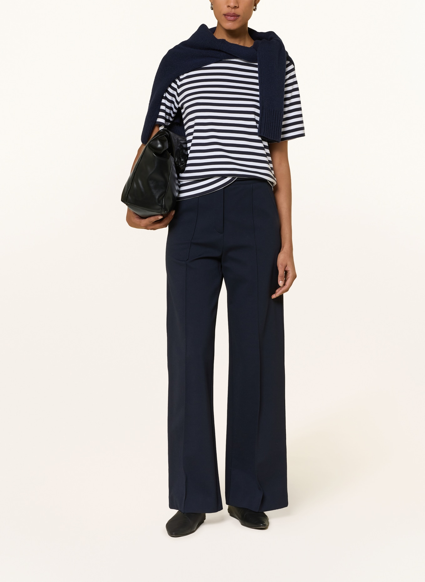 ZAÍDA T-shirt: BLEU FONCÉ / BLANC