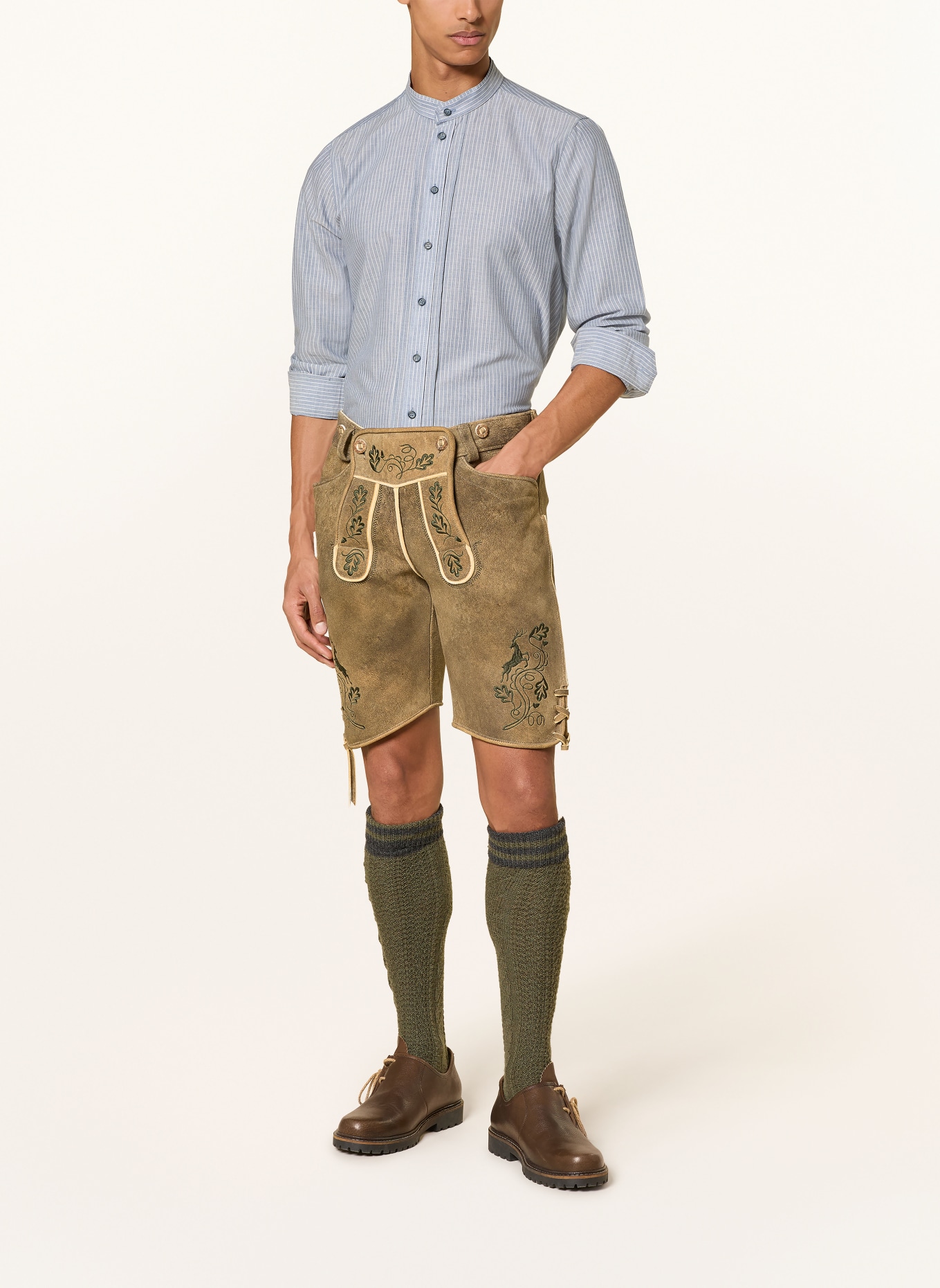 Grasegger Trachtenhemd KISSING Regular Fit: BLAU / WEISS