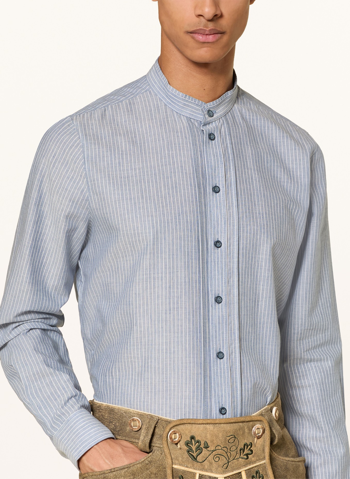 Grasegger Trachtenhemd KISSING Regular Fit: BLAU / WEISS