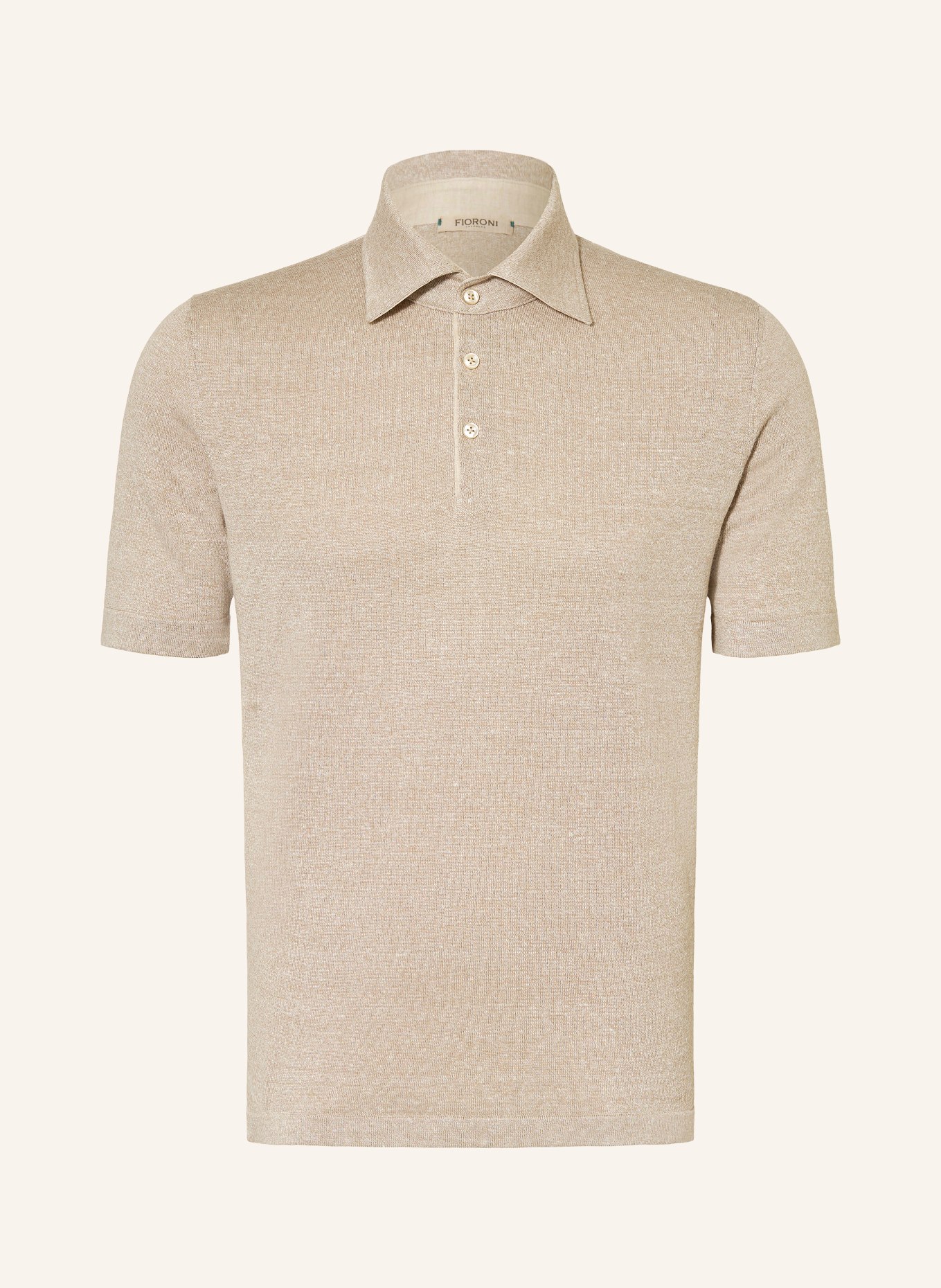 FIORONI Knit polo shirt with linen: BEIGE