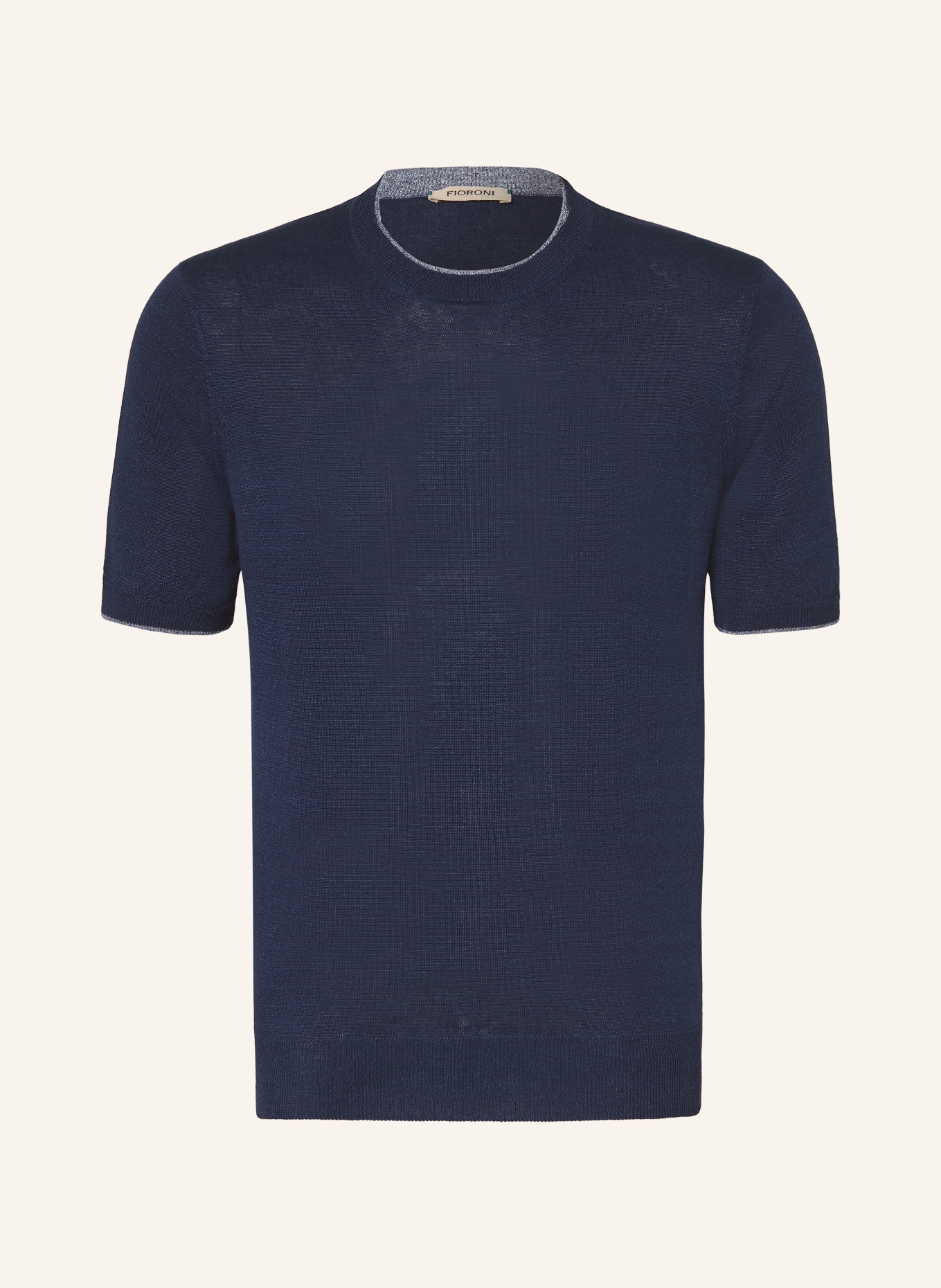 FIORONI Gebreid shirt met linnen: DONKERBLAUW