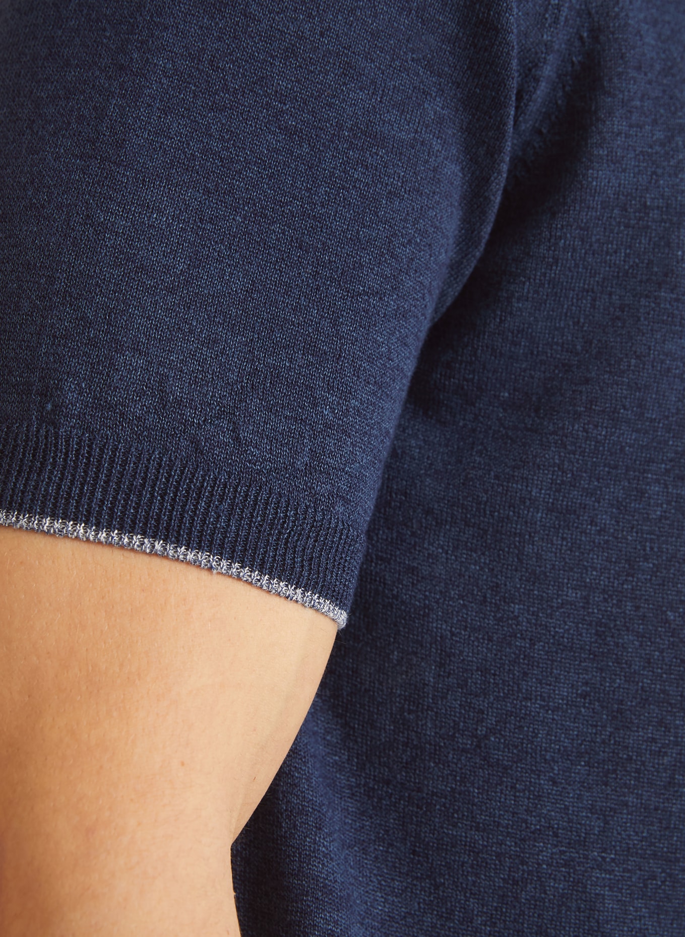 FIORONI Gebreid shirt met linnen: DONKERBLAUW