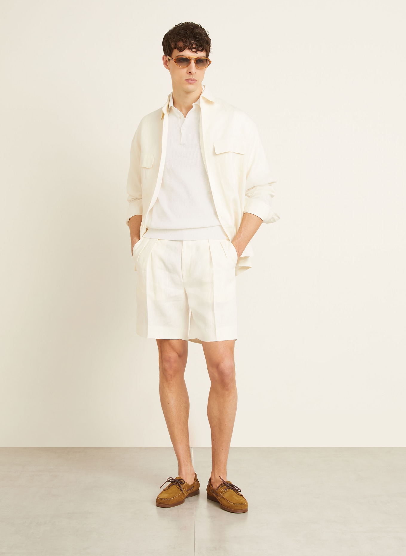 FIORONI Gebreid poloshirt: WIT