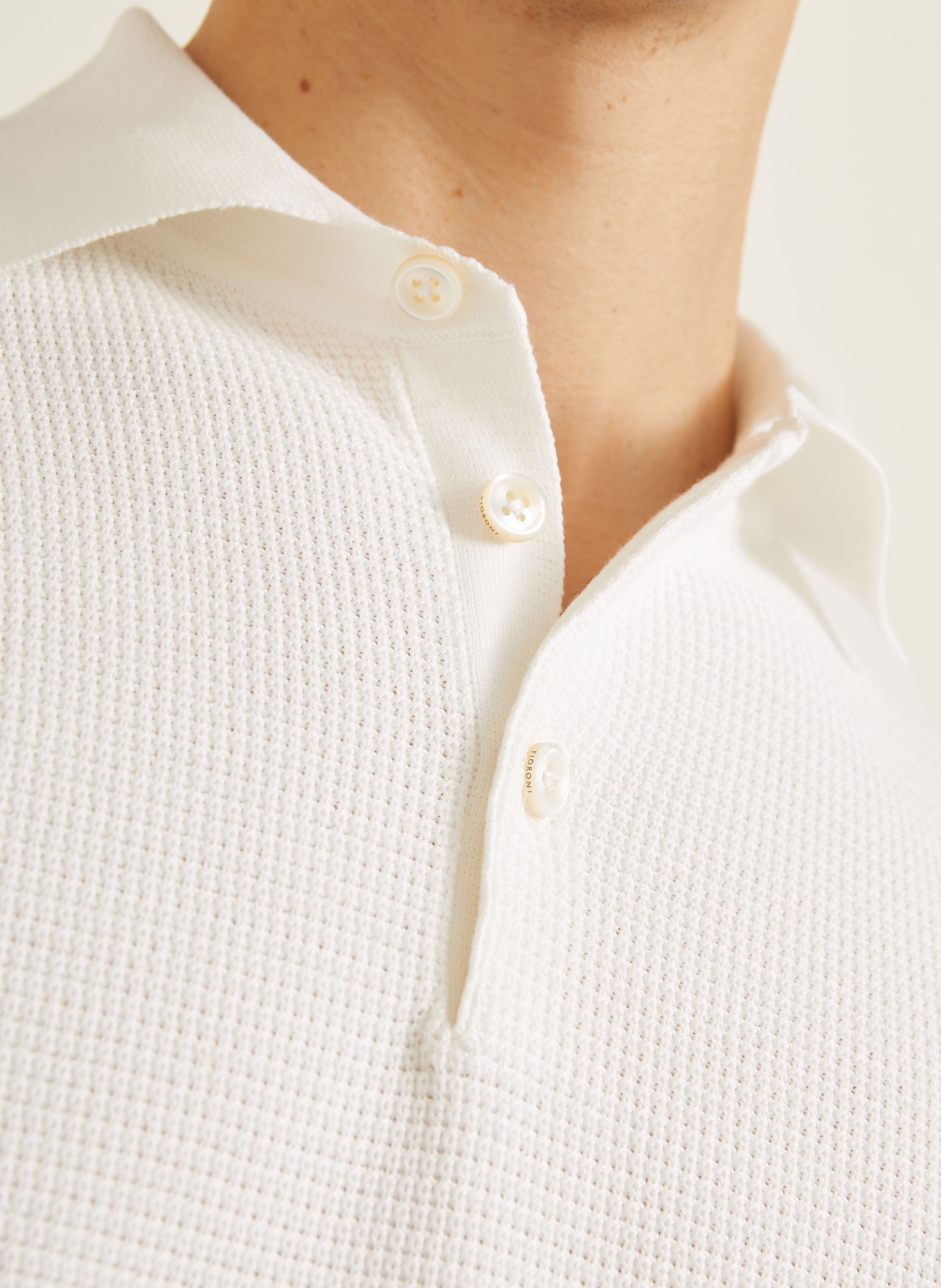 FIORONI Gebreid poloshirt: WIT