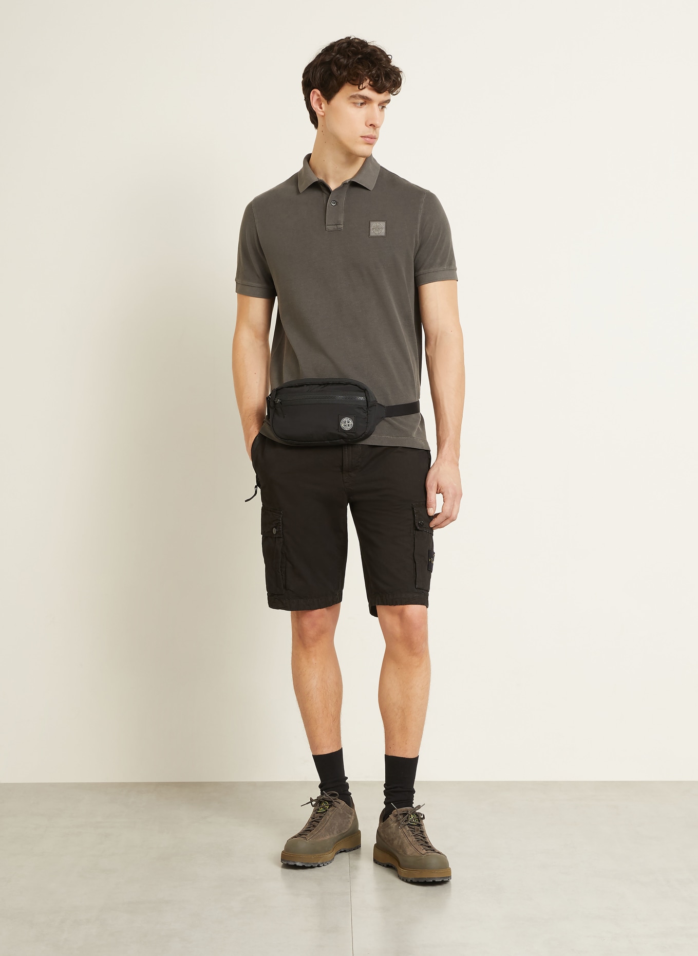 STONE ISLAND Polo en piqué, coupe ajustée: GRIS FONCÉ