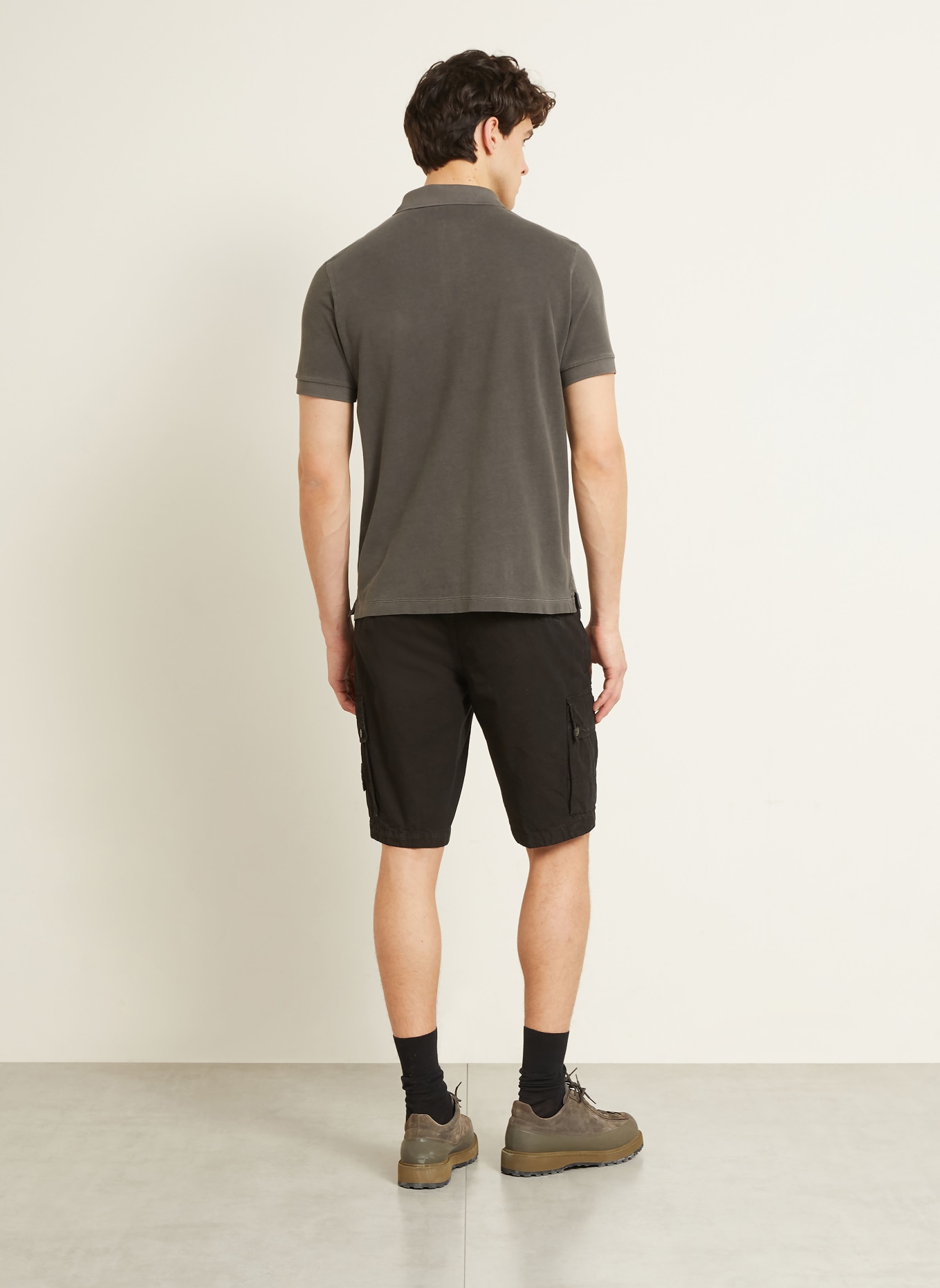 STONE ISLAND Polo en piqué, coupe ajustée: GRIS FONCÉ