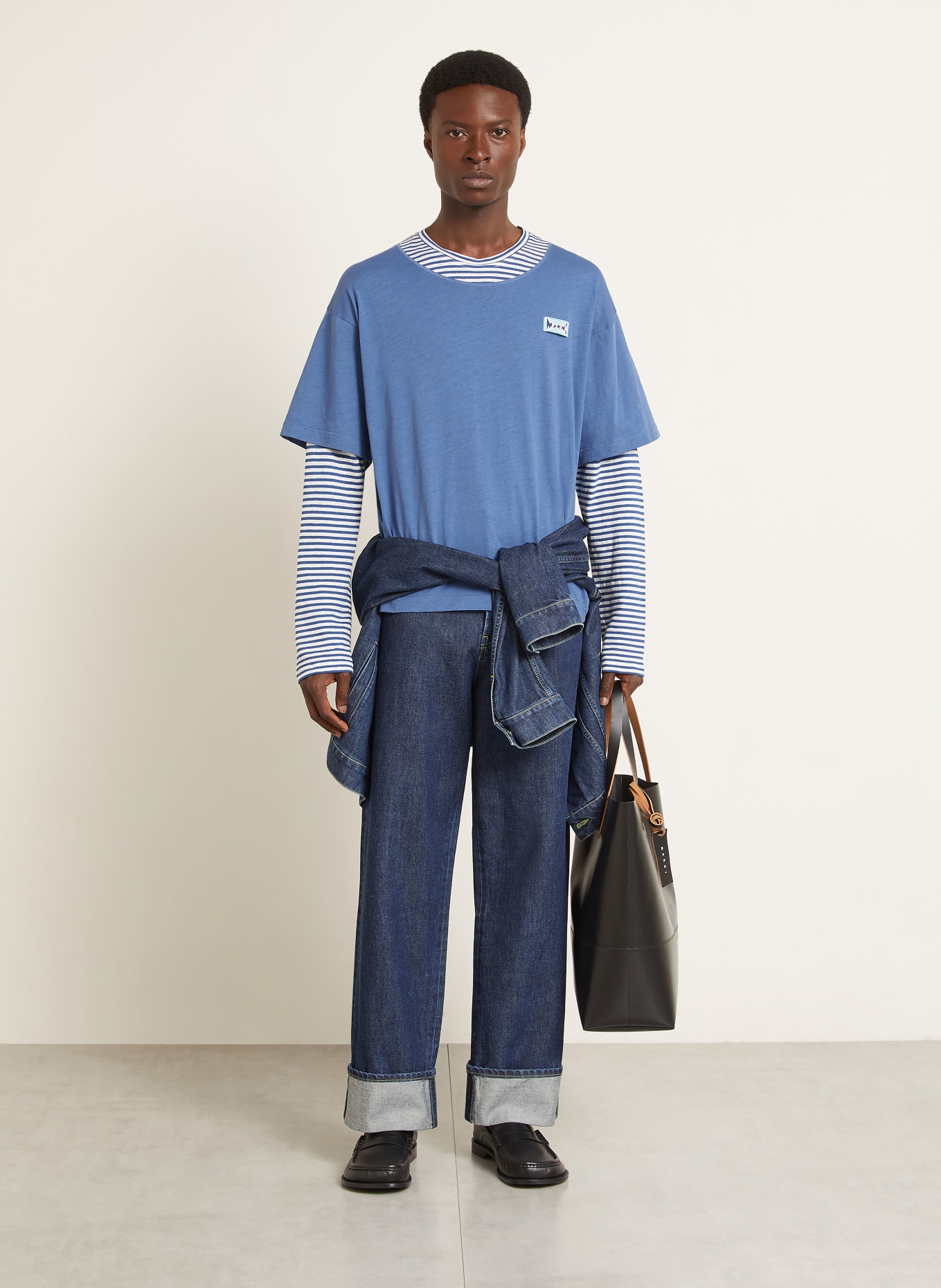 MARNI Long-sleeve shirt: BLUE / WHITE