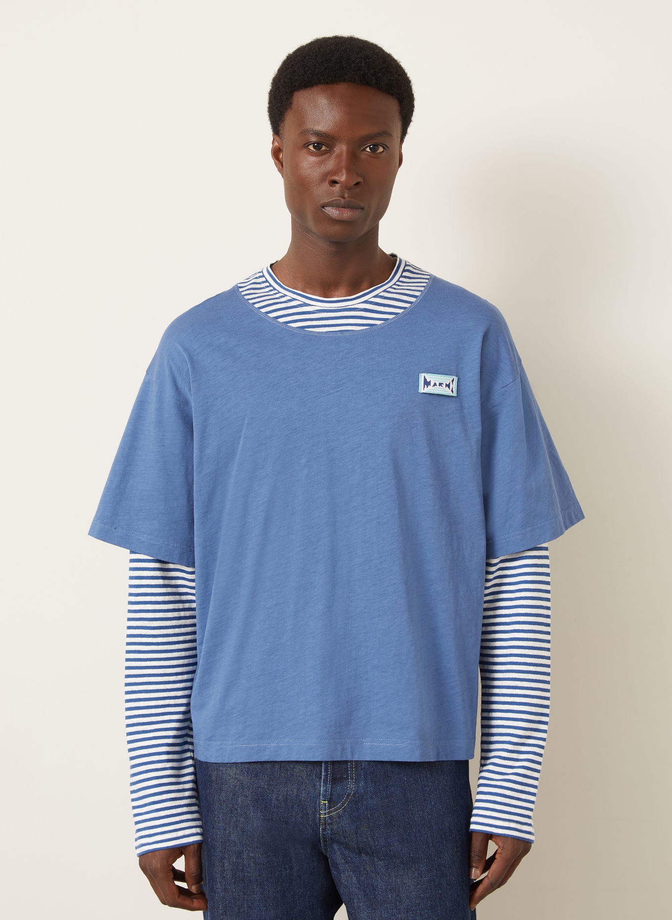 MARNI Long-sleeve shirt: BLUE / WHITE