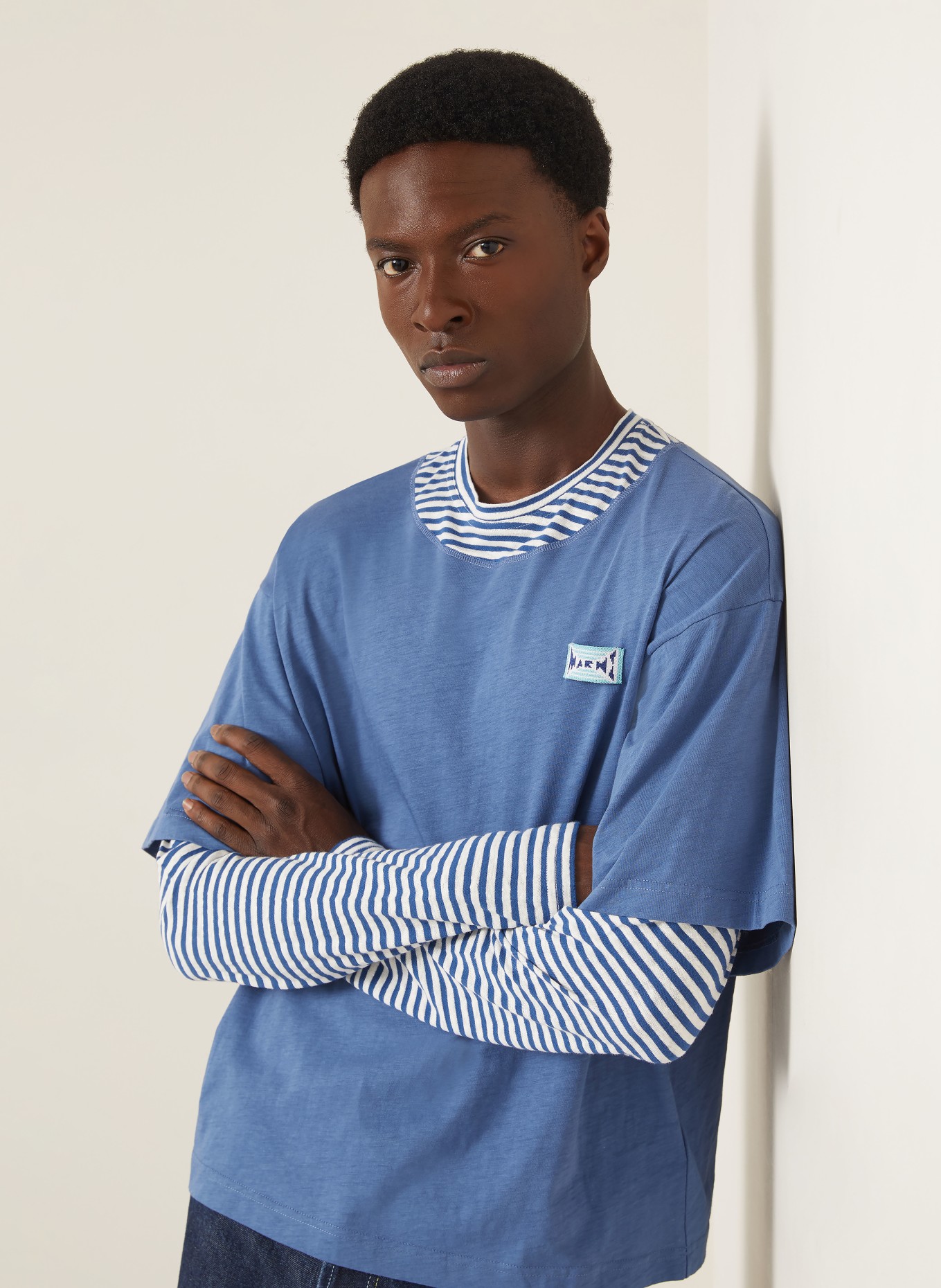 MARNI Long-sleeve shirt: BLUE / WHITE