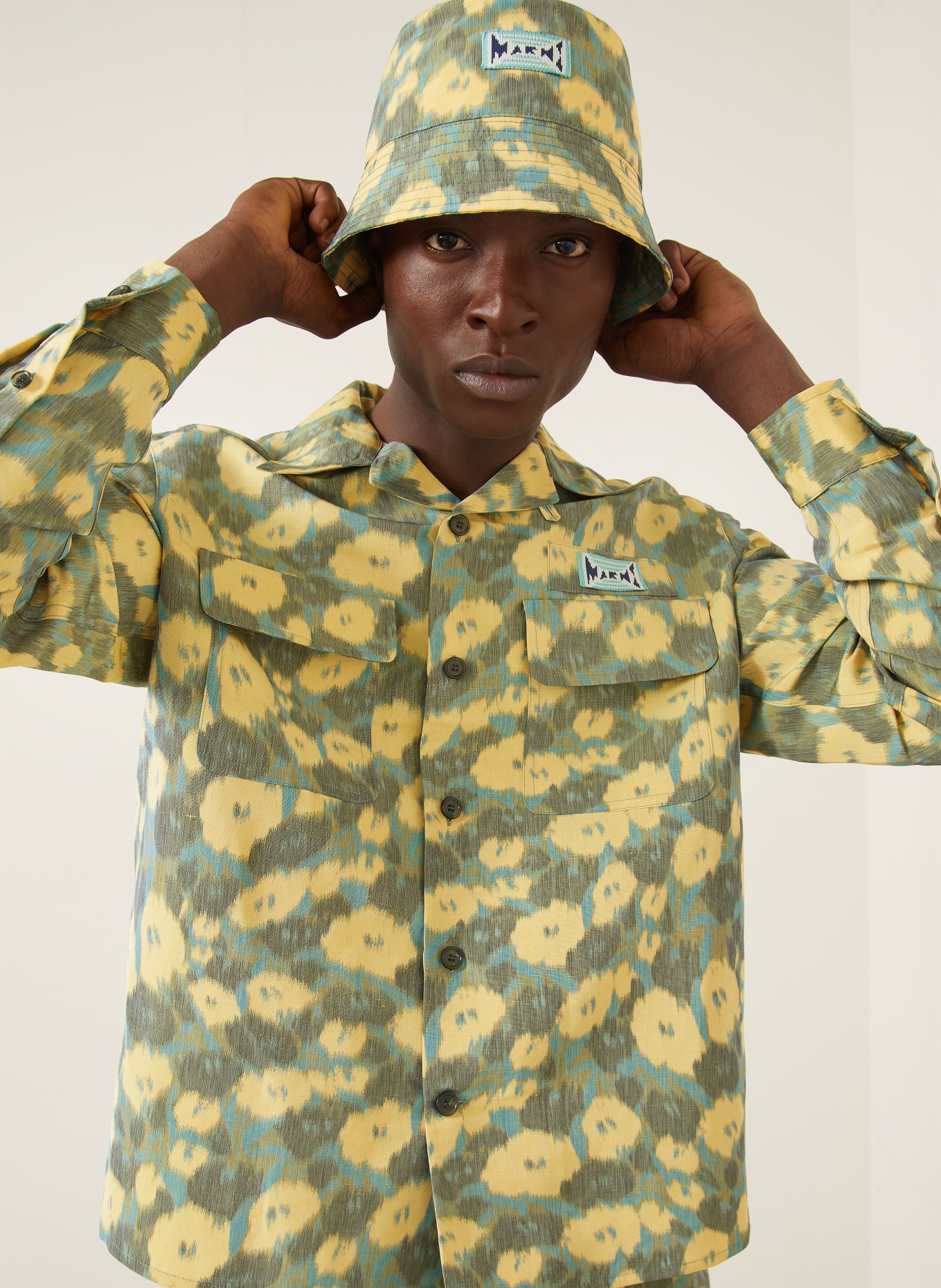 MARNI Overjacket: GELB / GRAU / BLAU