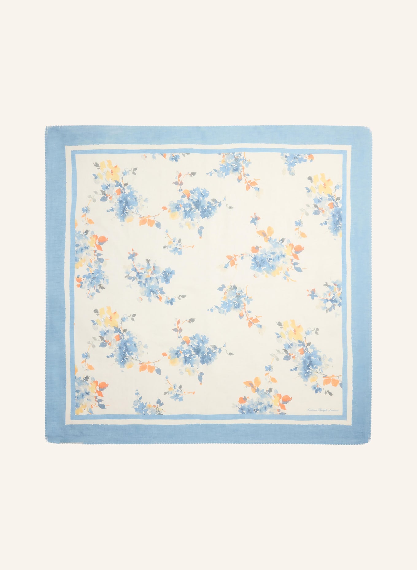 LAUREN RALPH LAUREN Chustka z lnu: BIAŁY / POMARAŃCZOWY / JASNONIEBIESKI