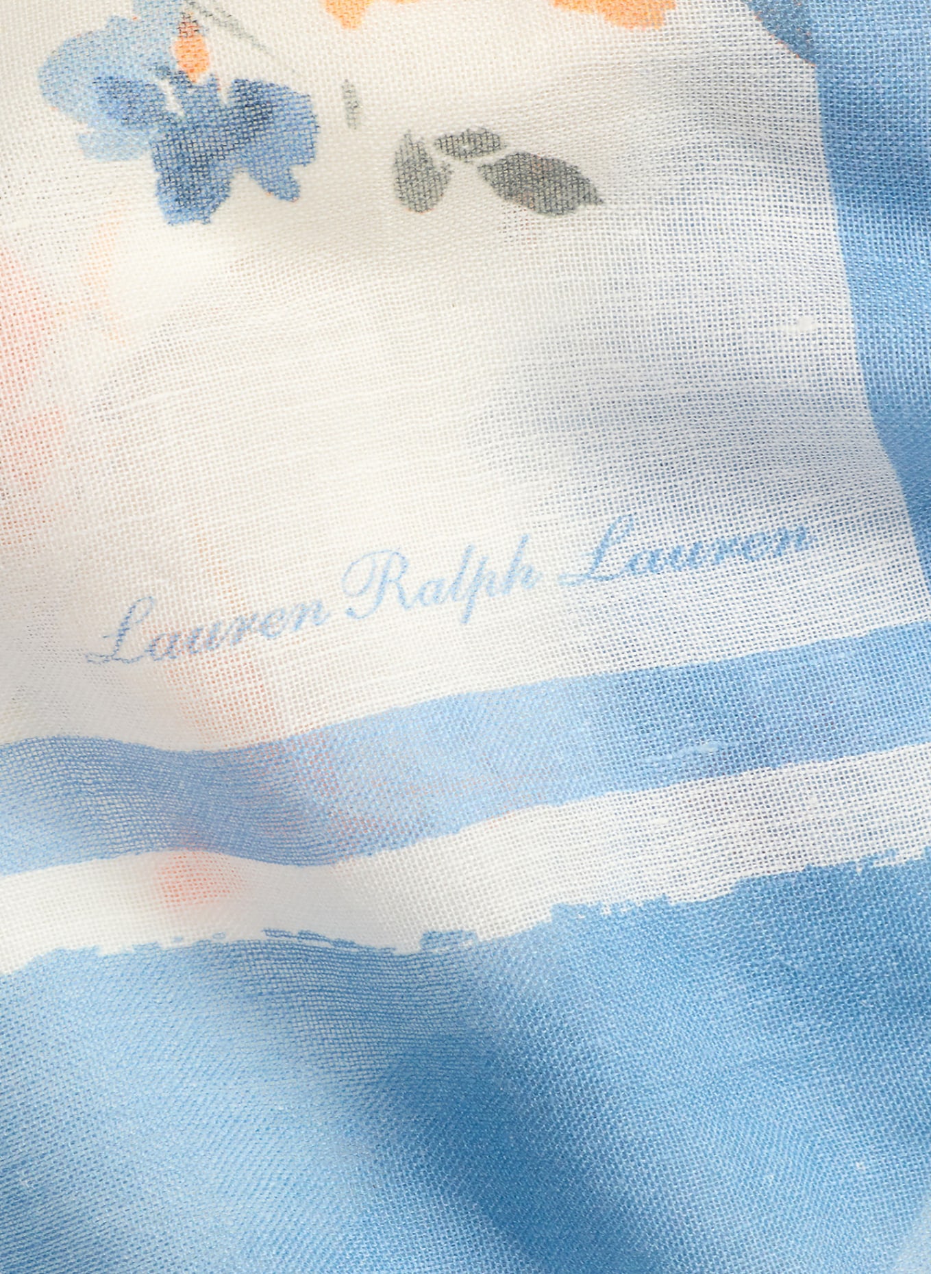 LAUREN RALPH LAUREN Chustka z lnu: BIAŁY / POMARAŃCZOWY / JASNONIEBIESKI
