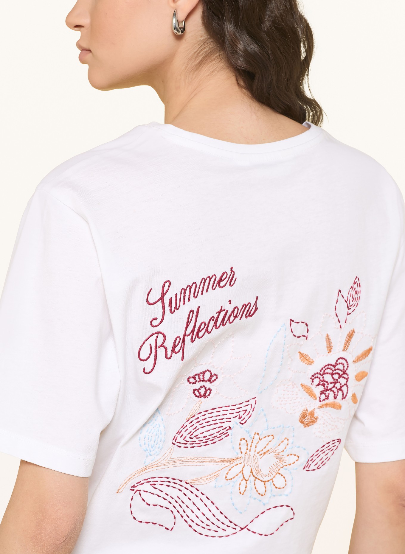MSCH COPENHAGEN T-shirt MSCHJEANITTA: BLANC / ROSE FUCHSIA / ORANGE CLAIR